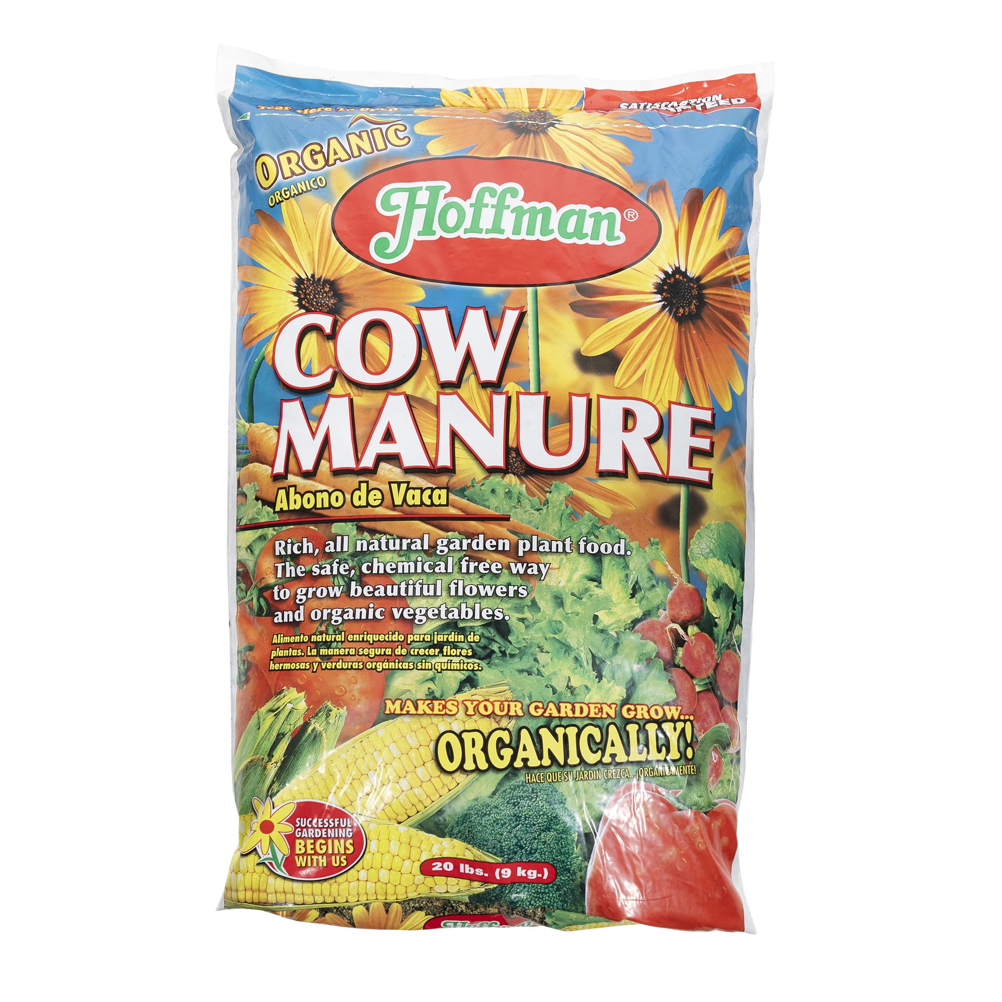 Hoffman Organic Cow Manure Garden Fertilizer for Vegetables and Flowers (1-1-1 Formulation, 20 lb) wsq4v