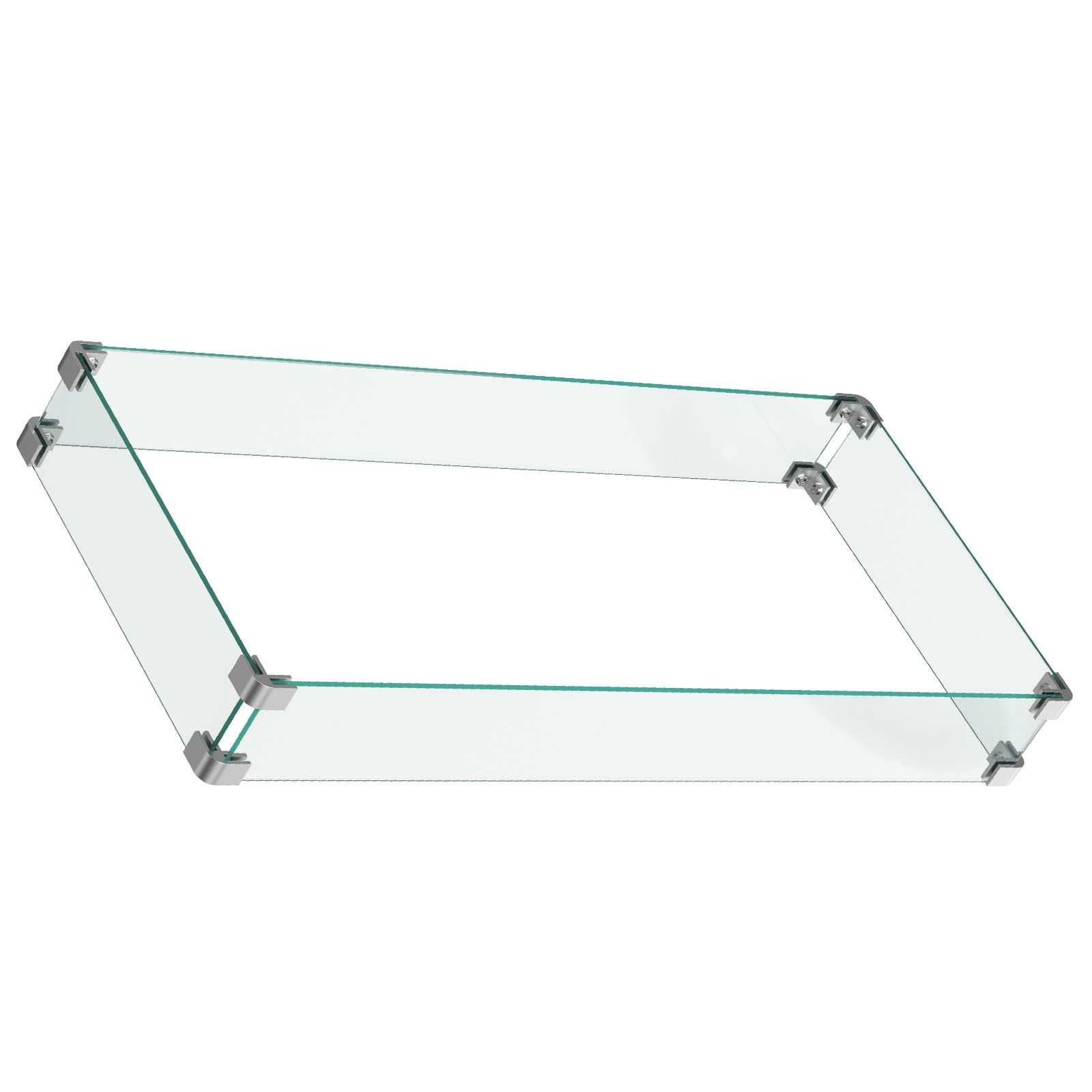 Philergo Rectangle Tempered Glass Fire Pit Wind Guard (Clear, 31.3 in x 13.58 in) aixs3