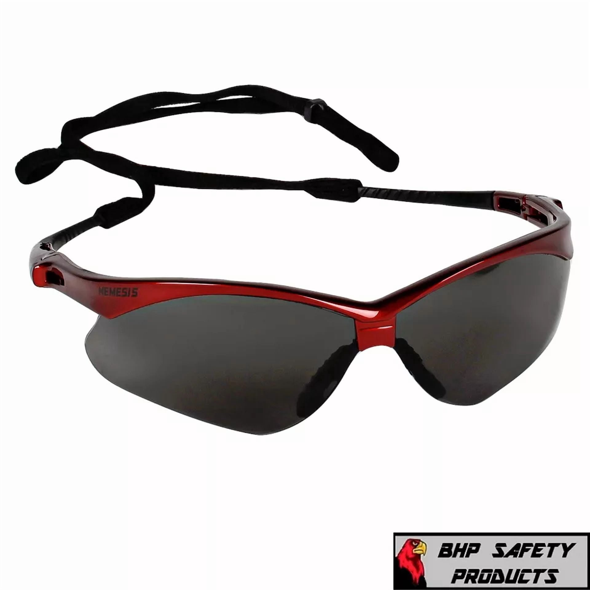 YANI Kleenguard Nemesis Safety Glasses with Smoke Lens and Red Frame (3 Pair Pack) opaih