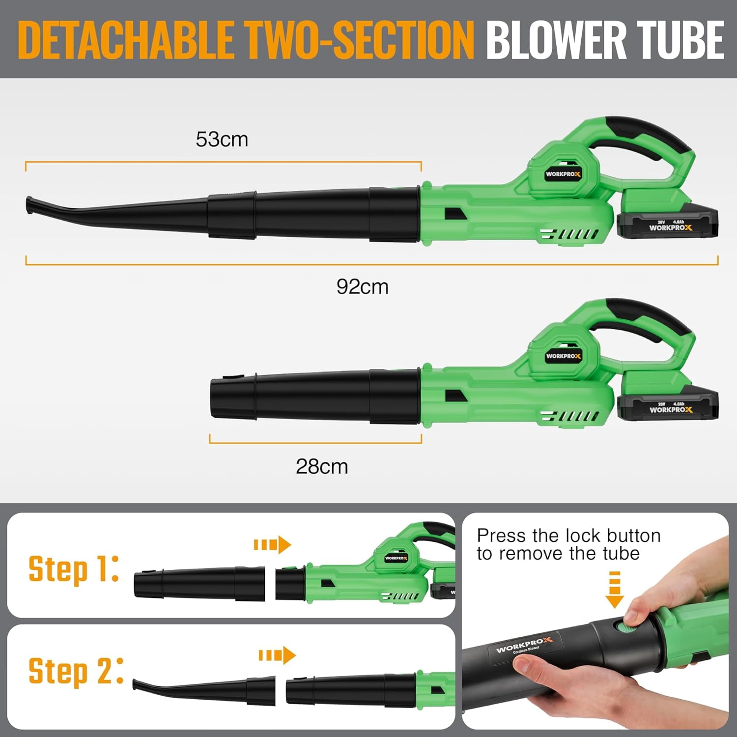 WORKPROX Cordless Leaf Blower, 20V Electric Power Sweeper with 4.0Ah Battery & LED Display, 138 MPH High-Speed Airflow for Lawn, Patio, and Garden (4.08 lb) 3pb6j - Image 5