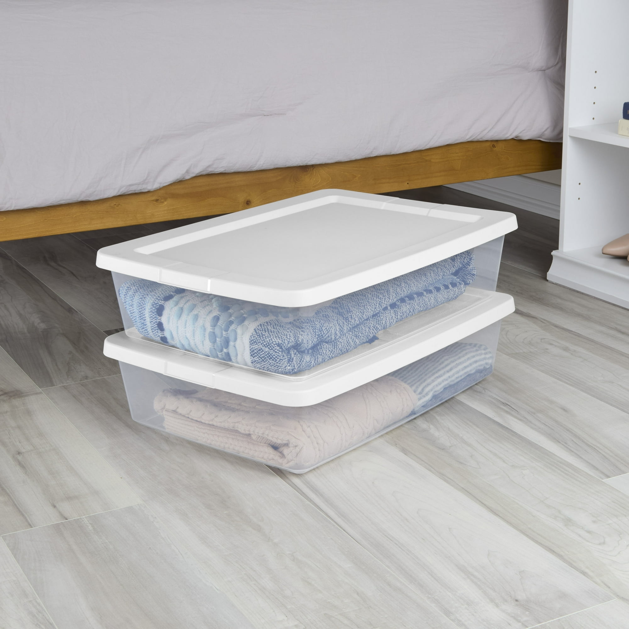 Sterilite 28 Quart Storage Bin, Clear Plastic Container with Snap-On Lid (Clear, 28 Quart) mx78p