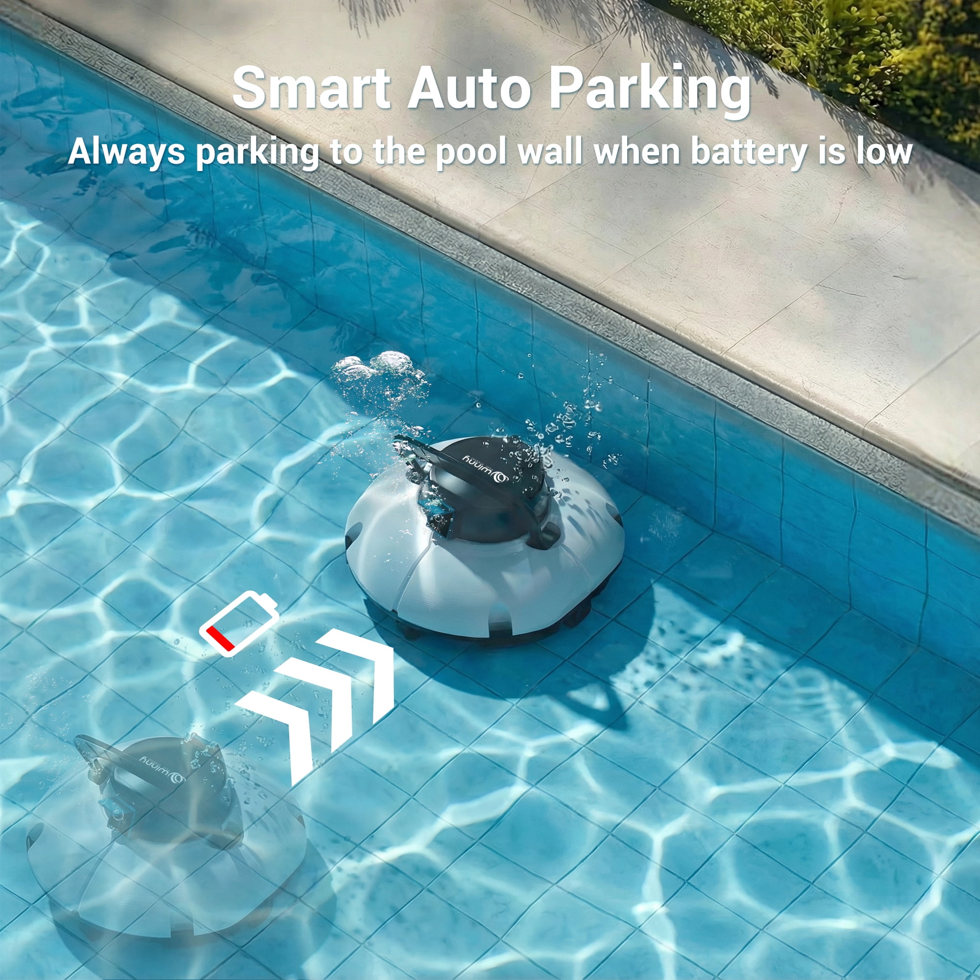WYBOT Cordless Robotic Pool Cleaner, Automatic Pool Vacuum with Dual-Layer Filtration for Flat Above-Ground Pools (White and Blue, 645 sq.ft) zahk5