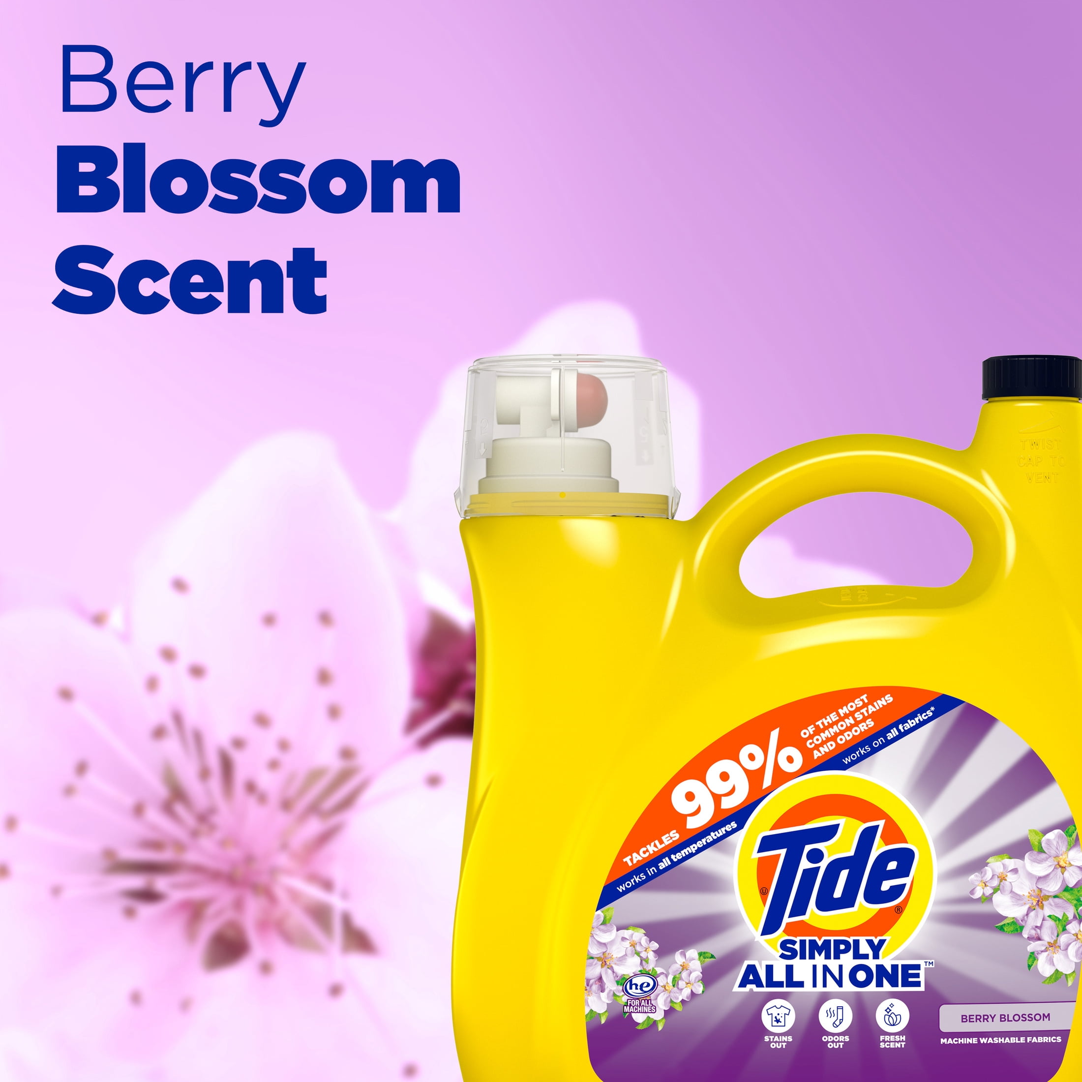 Tide Simply Liquid Laundry Detergent, Berry Blossom Scent, Deep Cleaning Formula (117 fl oz) l3mrr