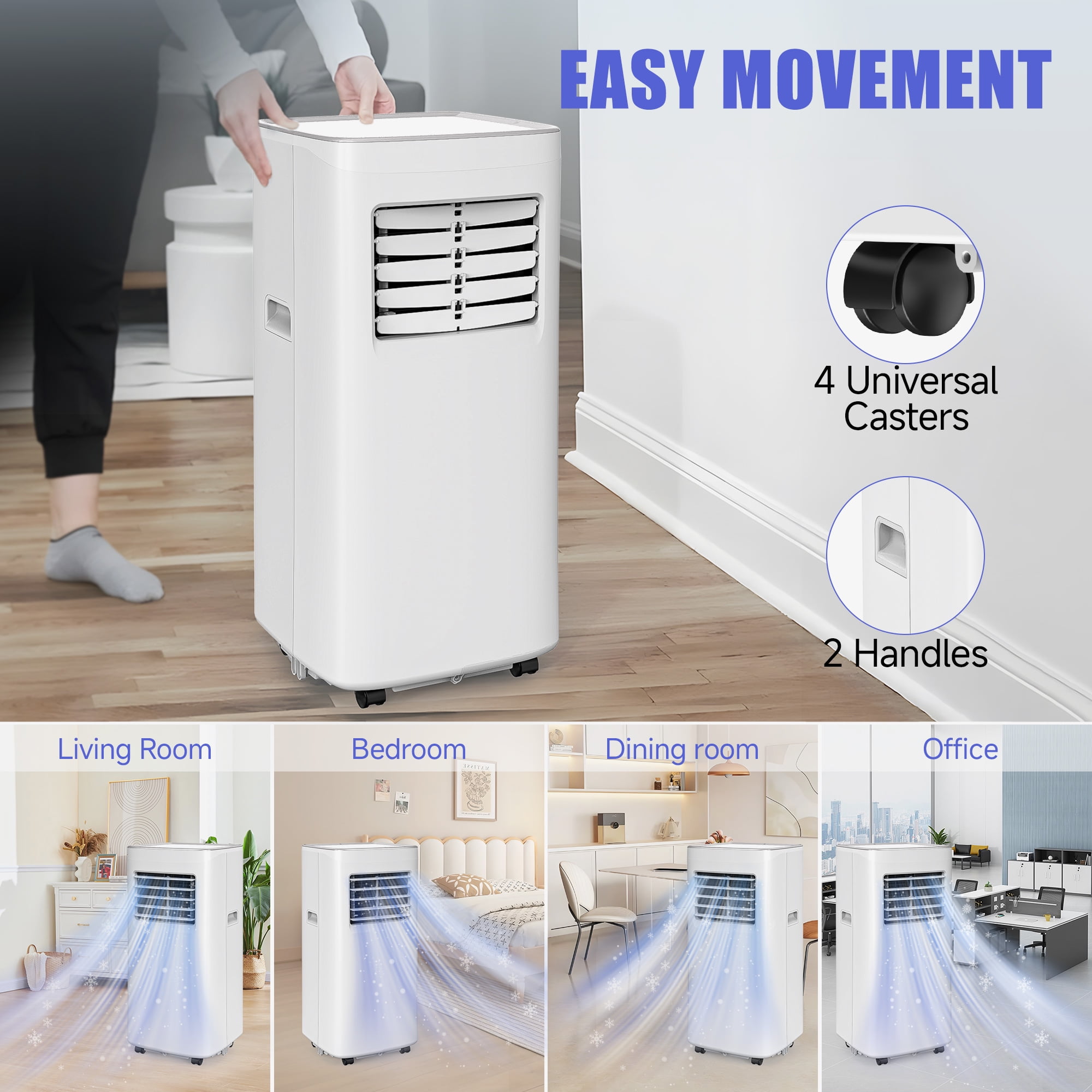 Frostorm 8500 BTU Portable Air Conditioner, 4-in-1 Cooling Fan and Dehumidifier with Remote Control (White, 360 sq. ft. Coverage) rj54d