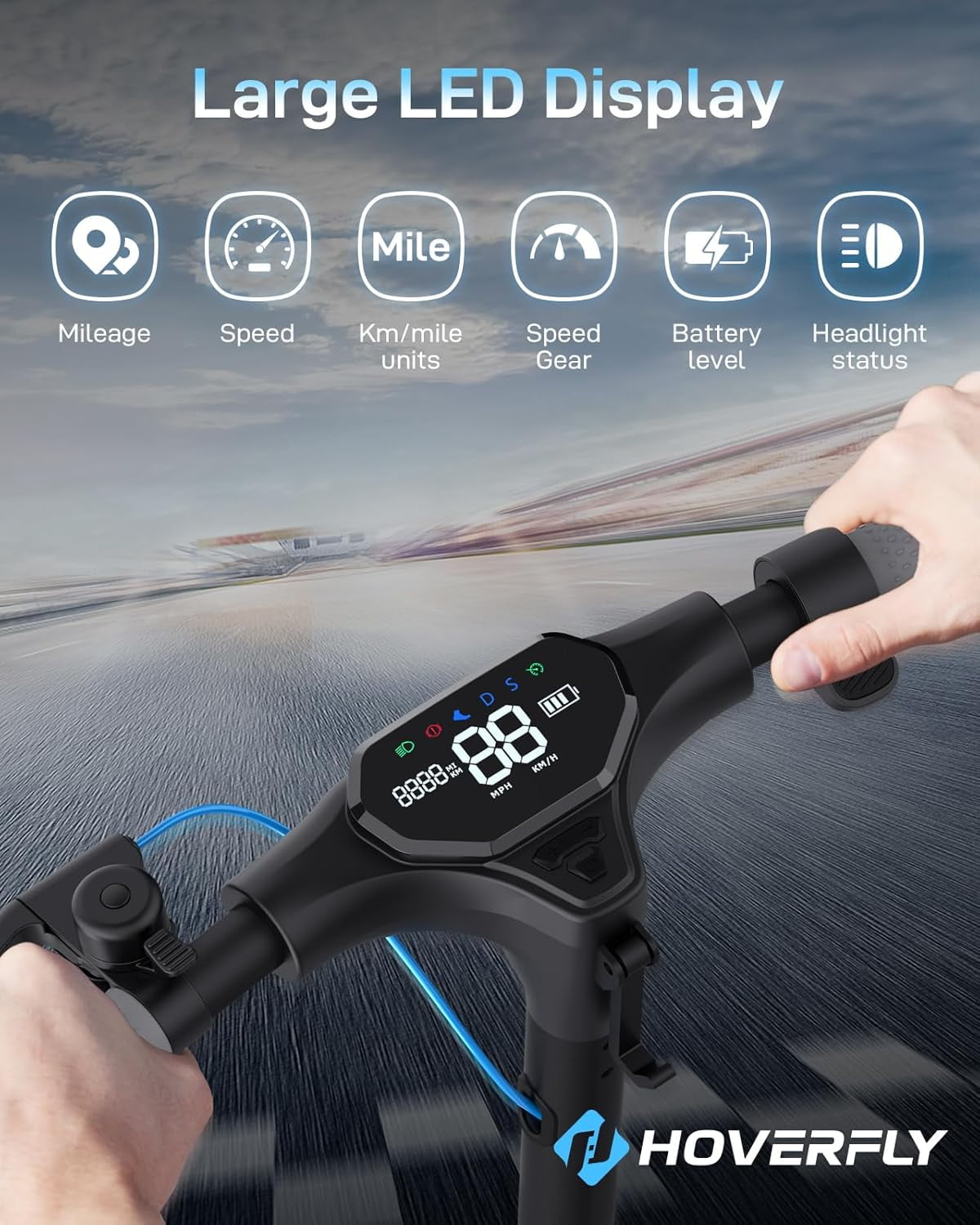 HOVERFLY Adult Electric Scooter, Foldable Commuter with 500W Motor, 25 Mile Range, 20 MPH Speed, 10 in Anti-Flat Tires (Black) ks41s