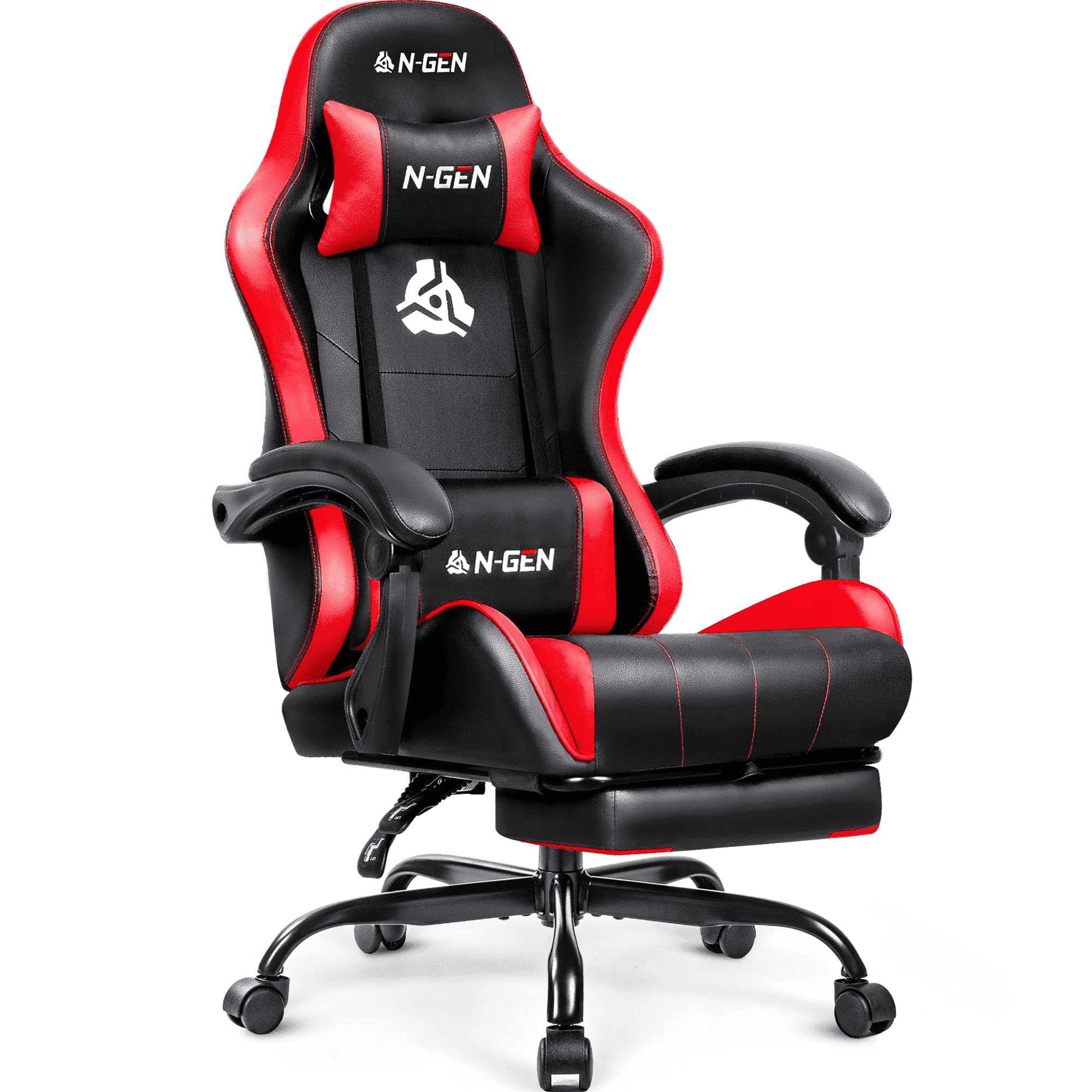 CELTOSS Ergonomic Gaming Chair with Footrest and Lumbar Support (Red, 300 lb Capacity) ehsjc