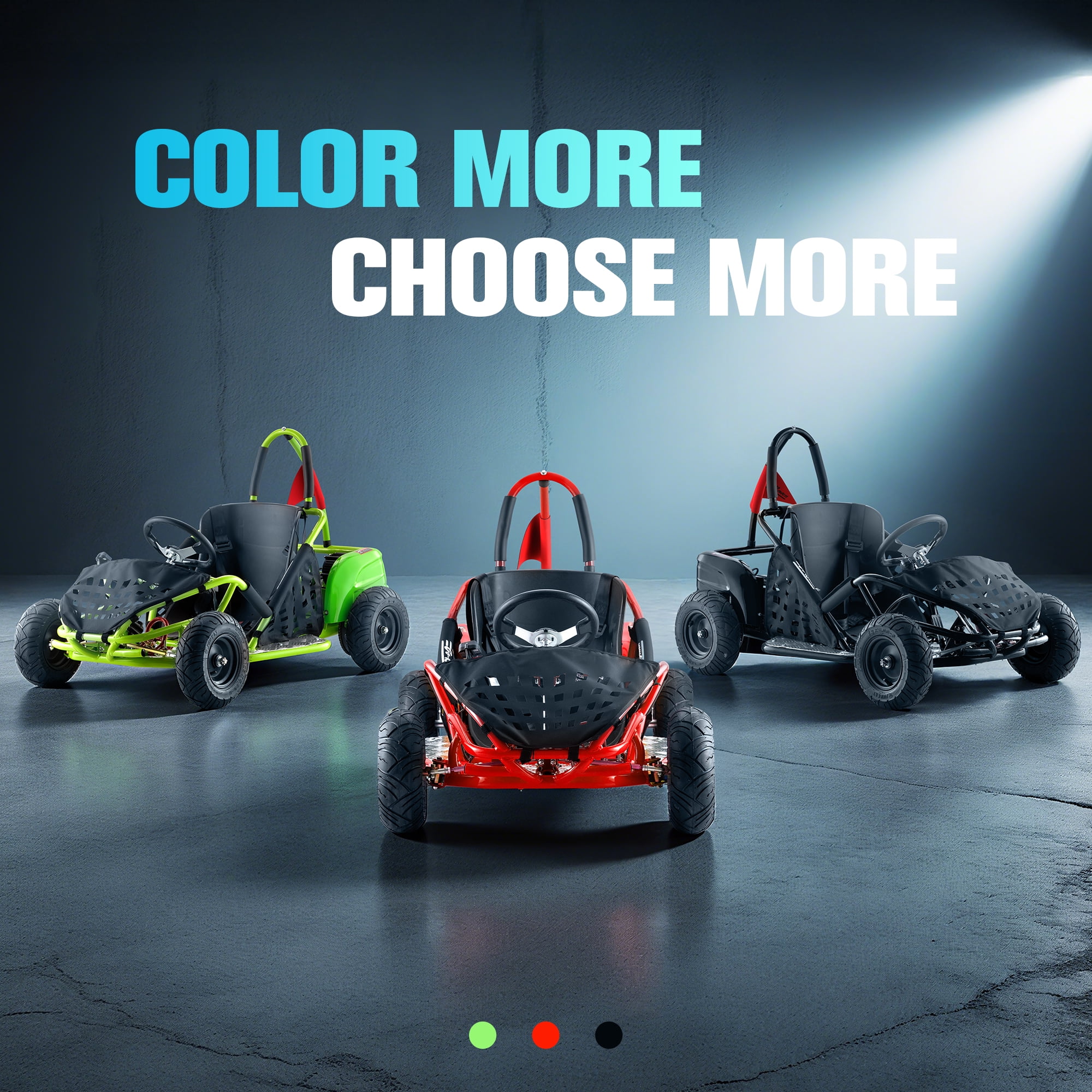 QEASET Electric Go-Kart 1000W Brushless Motor with 3-Speed Control and Hydraulic Disc Brakes (Black, 13 in Tires) vh0rv