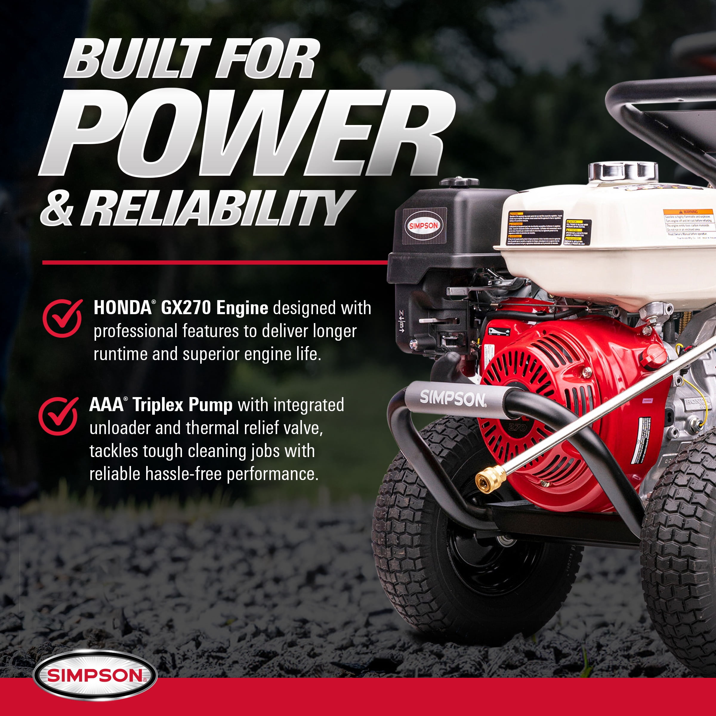 Simpson PowerShot 4000 PSI 3.5 GPM Professional Gas Pressure Washer with AAA Triplex Pump (4000 PSI, 3.5 GPM) 3s88g