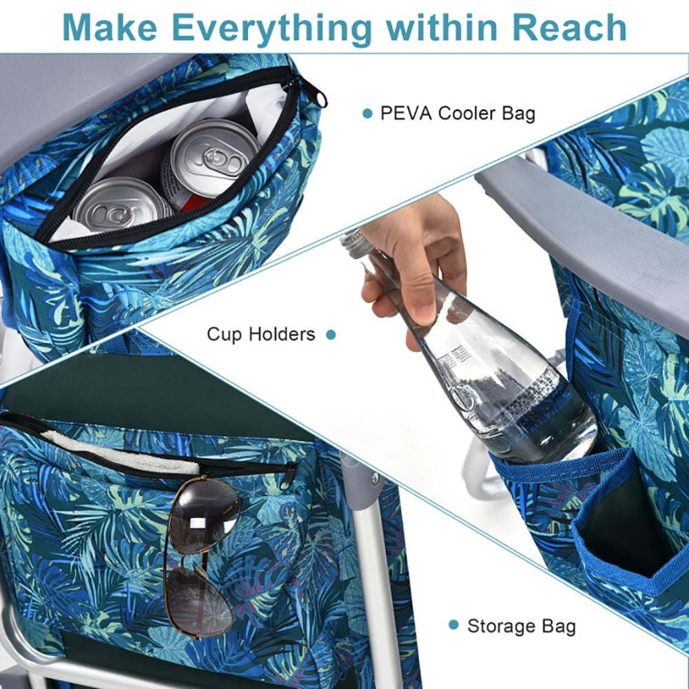 Spaco 5-Position Outdoor Folding Backpack Beach Chair Set (Blue, 2 Pack) uvb47 - Image 9