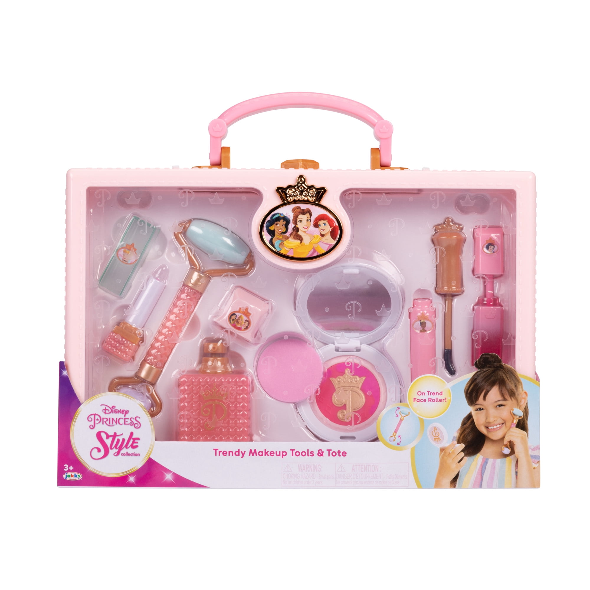 Disney Princess Style Collection Pretend Play Makeup Set with Travel Tote (Pink, 10 Piece Set) zy0ij