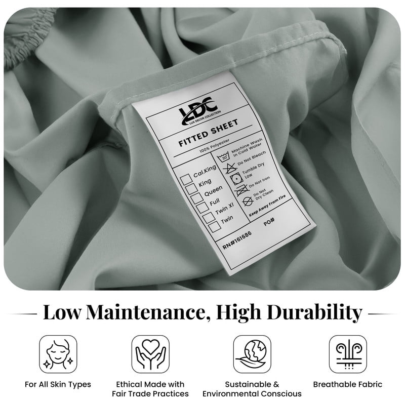 Lux Decor Collection King Fitted Sheet, Brushed Microfiber Deep Pocket Bedding (Gray, 78 in x 80 in) de2ai