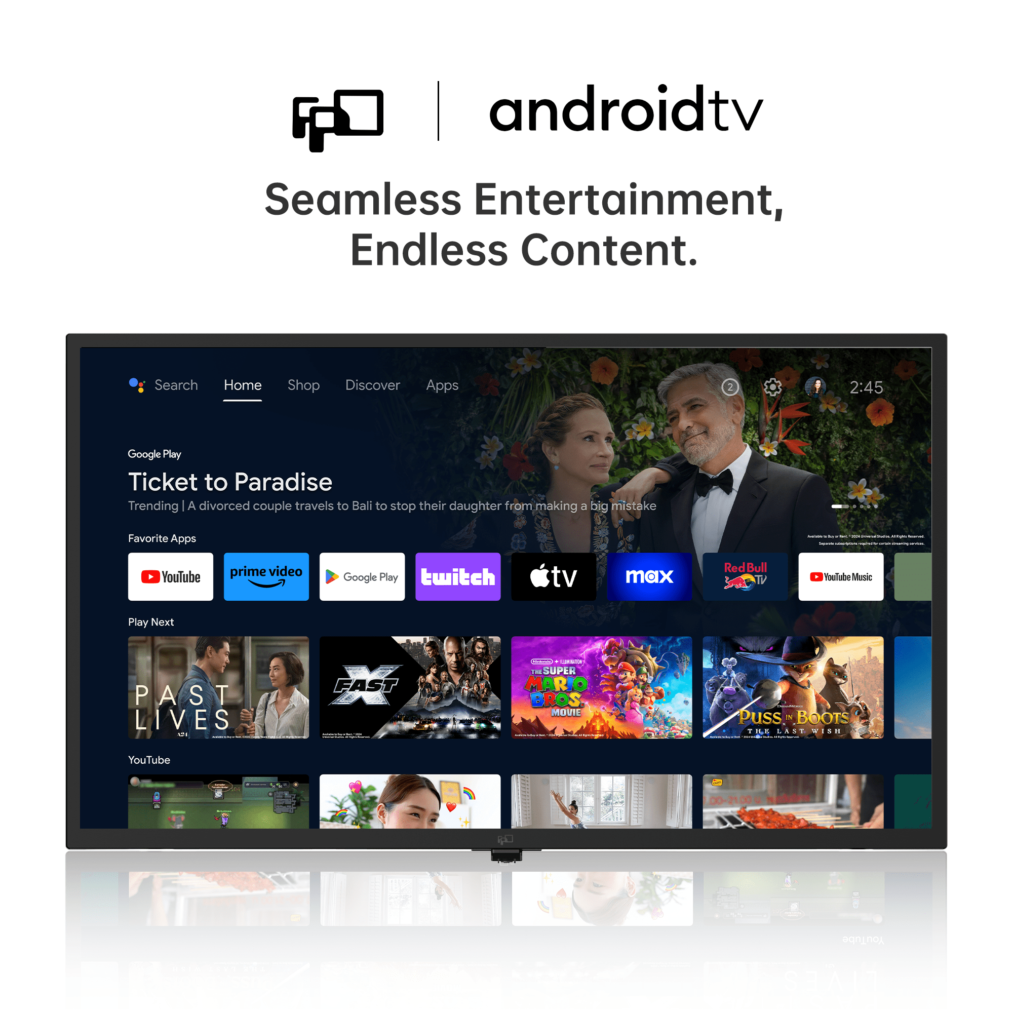 FPD 43-inch Smart TV, 1080P FHD Android TV with Built-in Chromecast, Dolby Audio, HDR 10, Voice Control (43 in) d9qk2
