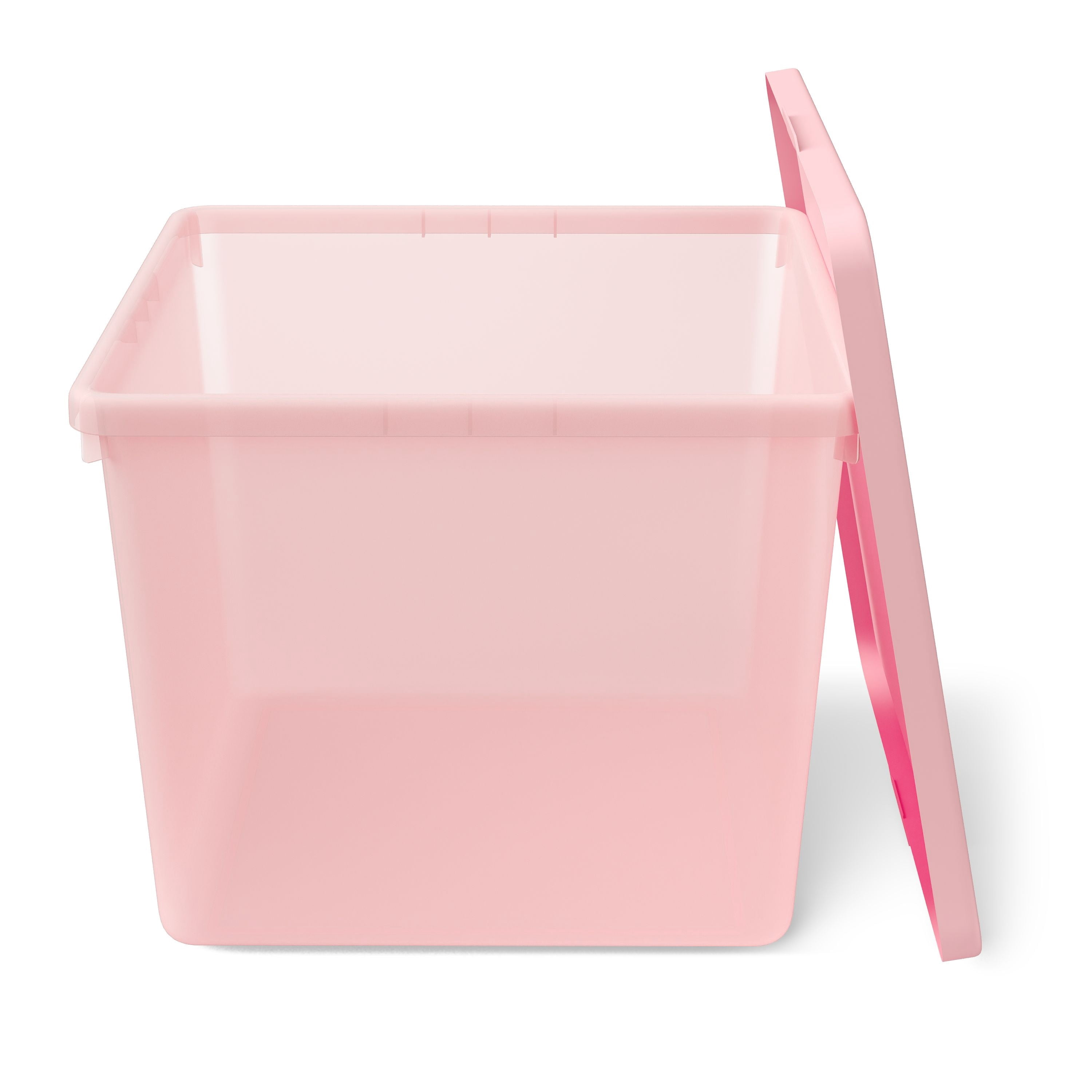 Mainstays Kids Large Plastic Storage Bin with Lid (Pink, 12.5 in x 12 in x 9.5 in) 4a1uj