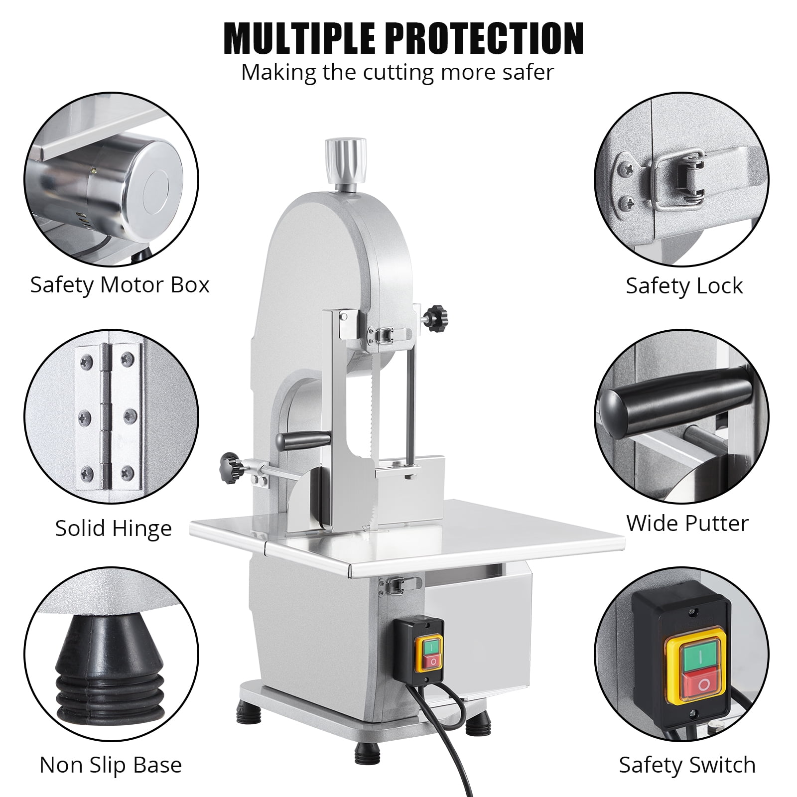 GarveeLife Electric Bone Saw Machine, Commercial Stainless Steel Meat Cutter with 19.3 in x 15 in Table (1500W, 0.16-7.9 in Thickness) cu9ok