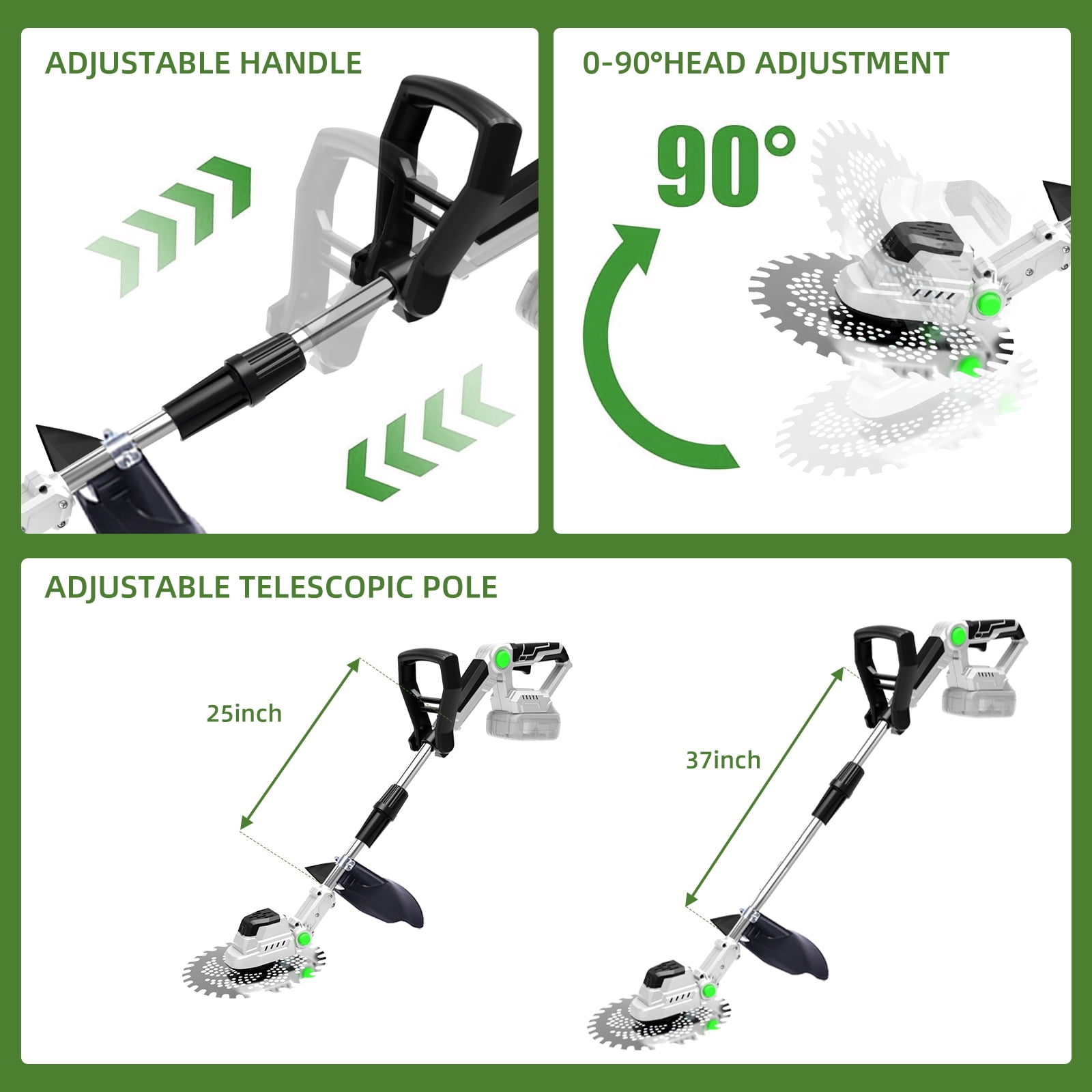 KingFurt 21V Cordless Electric Weed Wacker, Lightweight Grass Trimmer for Lawn Edging (Grey, 9 in) 23nya