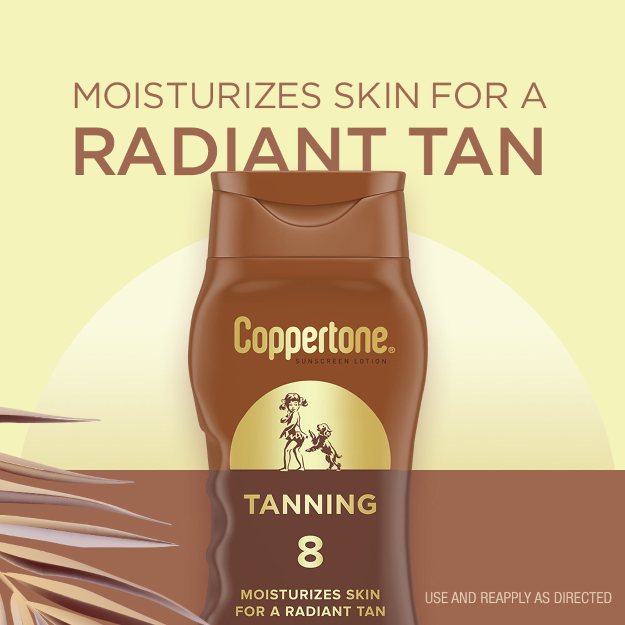 Coppertone Tanning Sunscreen Lotion, Broad Spectrum SPF 8, Lightweight Moisturizing Formula (3 Pack, 8 fl oz) bieaj