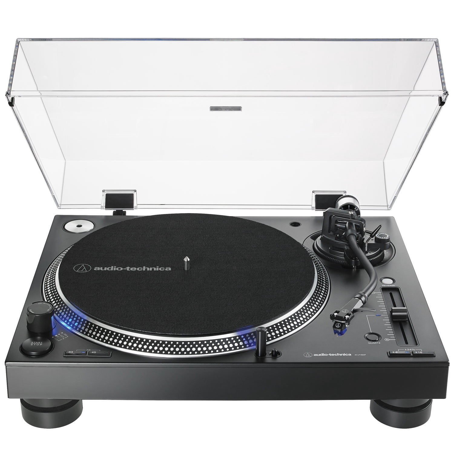Audio-Technica AT-LP140XP Direct-Drive Professional DJ Turntable Bundle with 12 in Silicone Platter Mat (Black) n8dw7