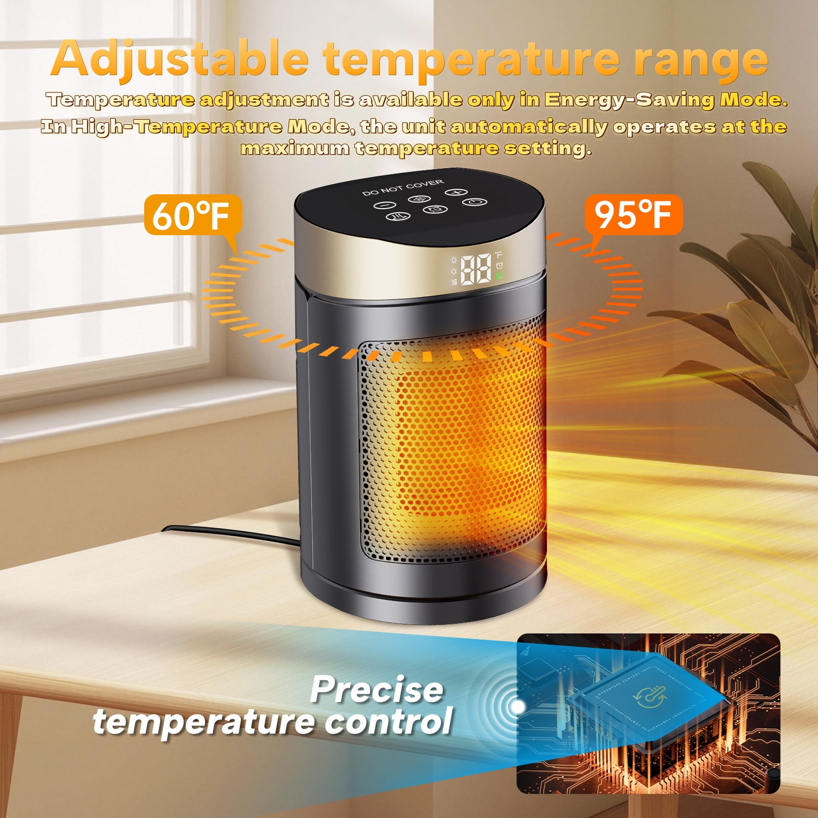 DNXNIAIFY Portable Electric Space Heater with Remote Control (Black, 1500W) ewmlq