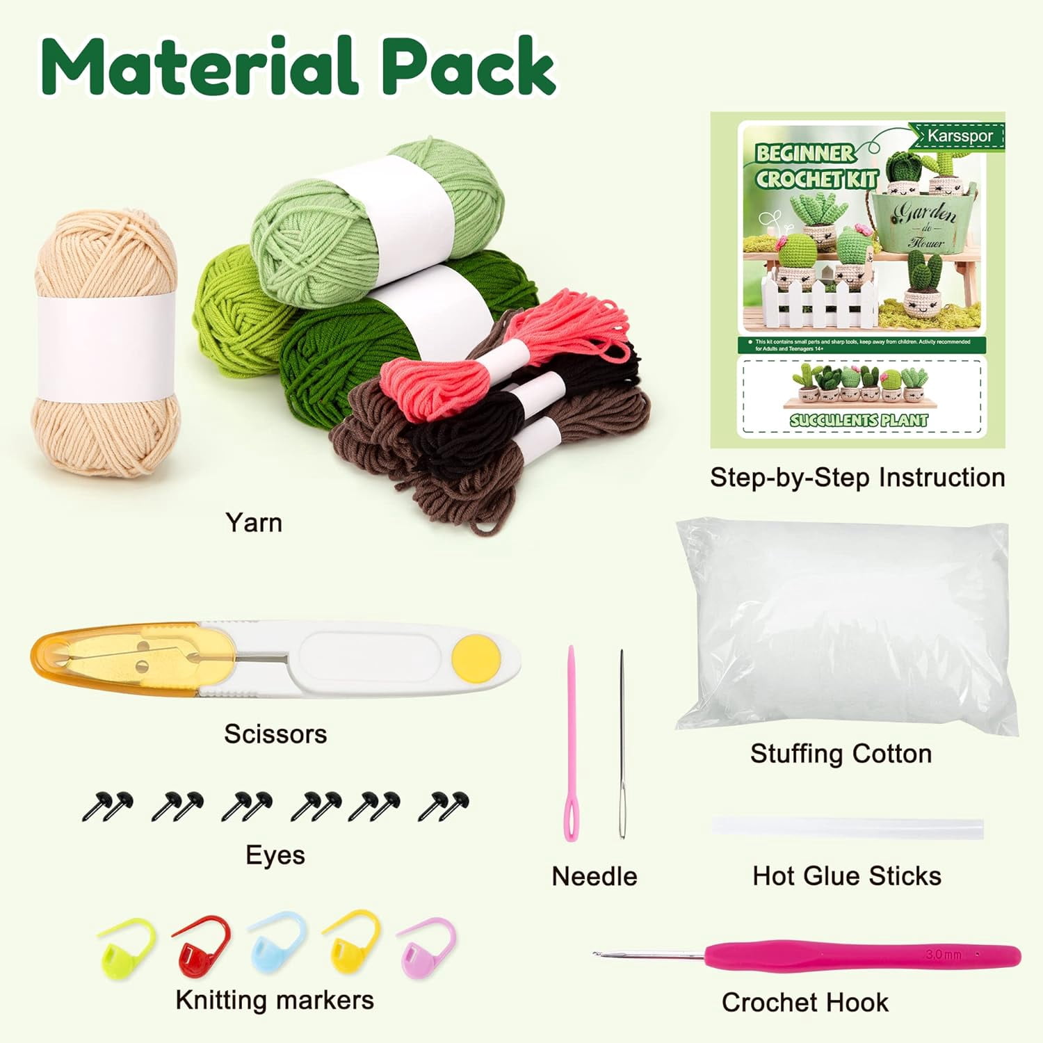 Xinyi Crochet Kit for Beginners Adults (6 Pcs Succulent Plants, DIY Craft Activity Set) 9zqa7