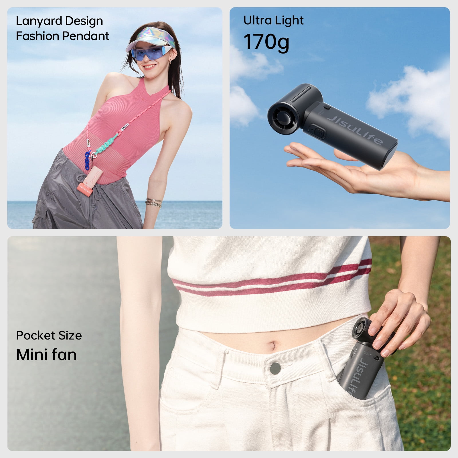 JISULIFE Portable Handheld Turbo Fan, High-Speed Personal Cooling Device with 5-Speed Settings (Black, 5000mAh) g2pnq