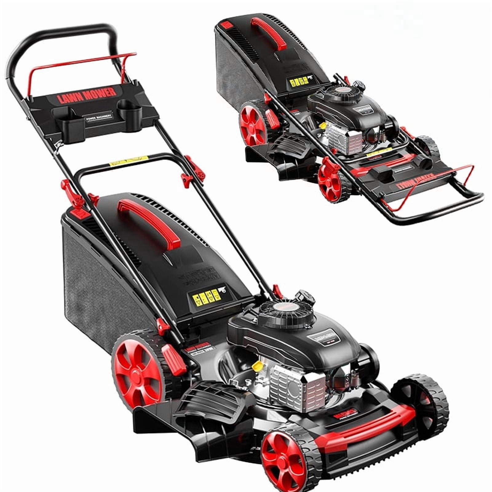 Baotree Gasoline Push Lawnmower, 210cc 4-Stroke Engine, Adjustable Speed & Height (Black, 21 in) 5jzn1