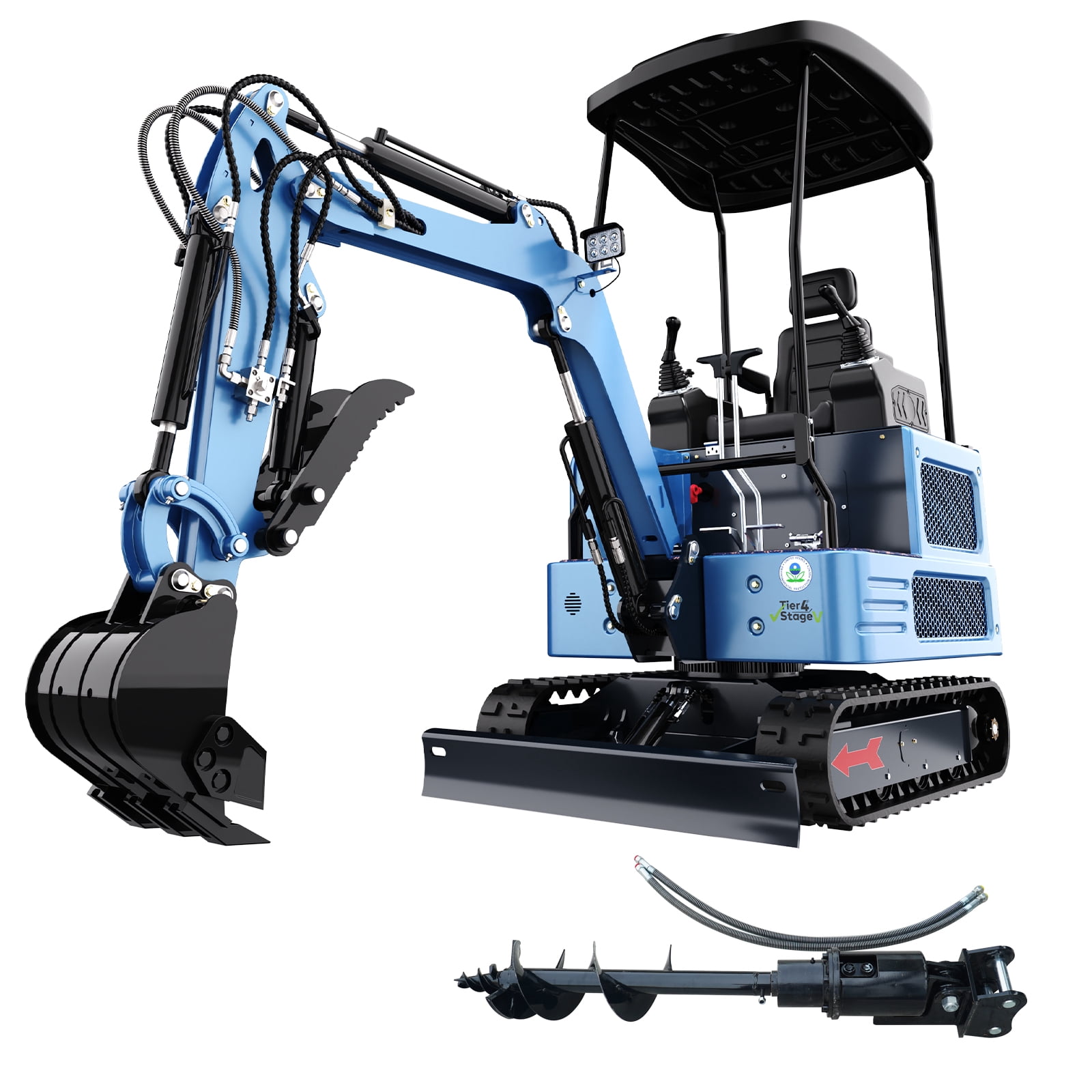 MachPro 1.8 Ton Mini Excavator with Kubota Diesel Engine, Hydraulic Pilot Controls, Compact Design for Landscaping (Blue, 2800 lb Dig Force) h7hou
