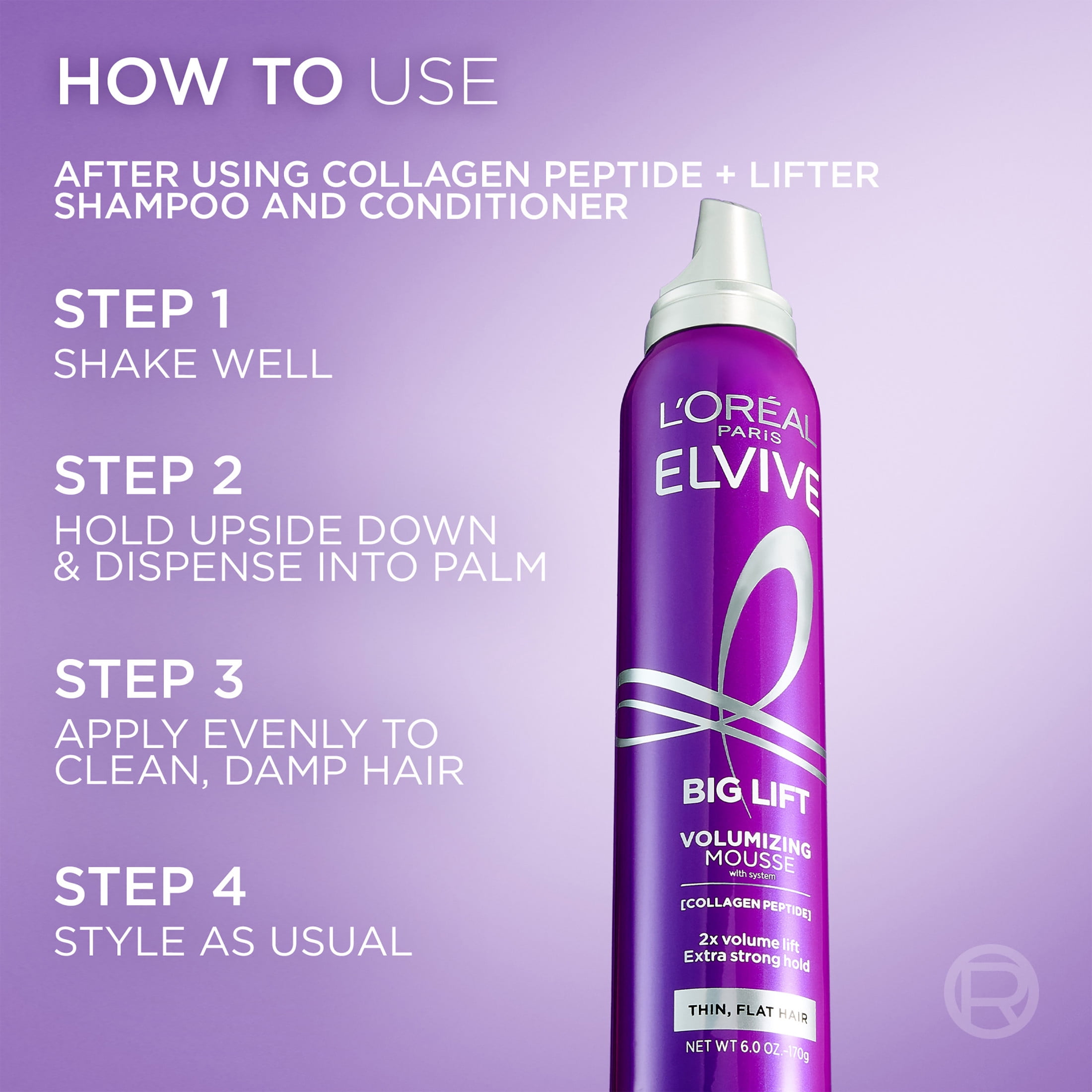 L'Oreal Paris Elvive Collagen Peptide Big Lift Volumizing Mousse (6.7 fl oz) z7smh
