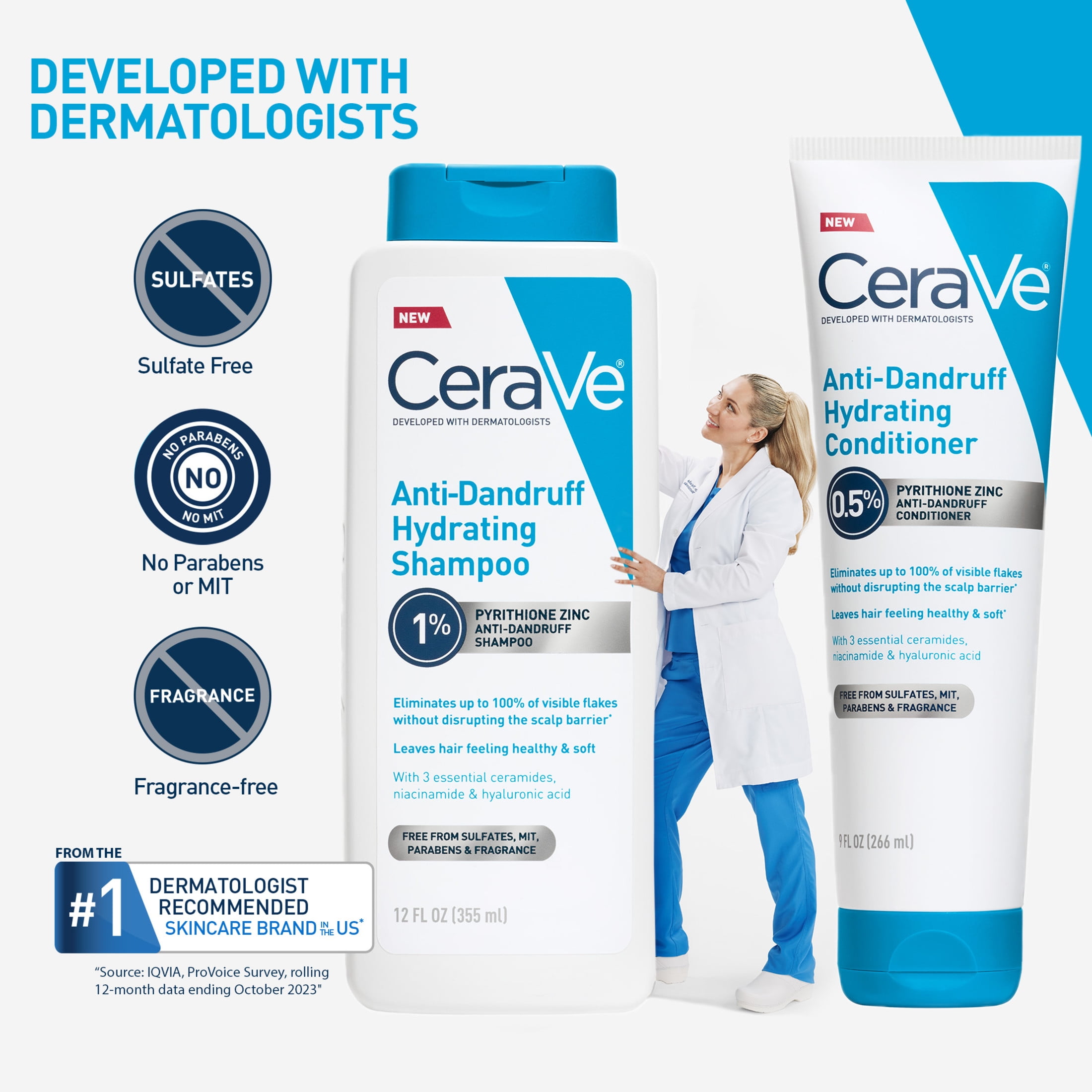CeraVe Hydrating Anti-Dandruff Shampoo, Scalp Treatment with Pyrithione Zinc, Ceramides, and Hyaluronic Acid (12 fl oz) 69r36