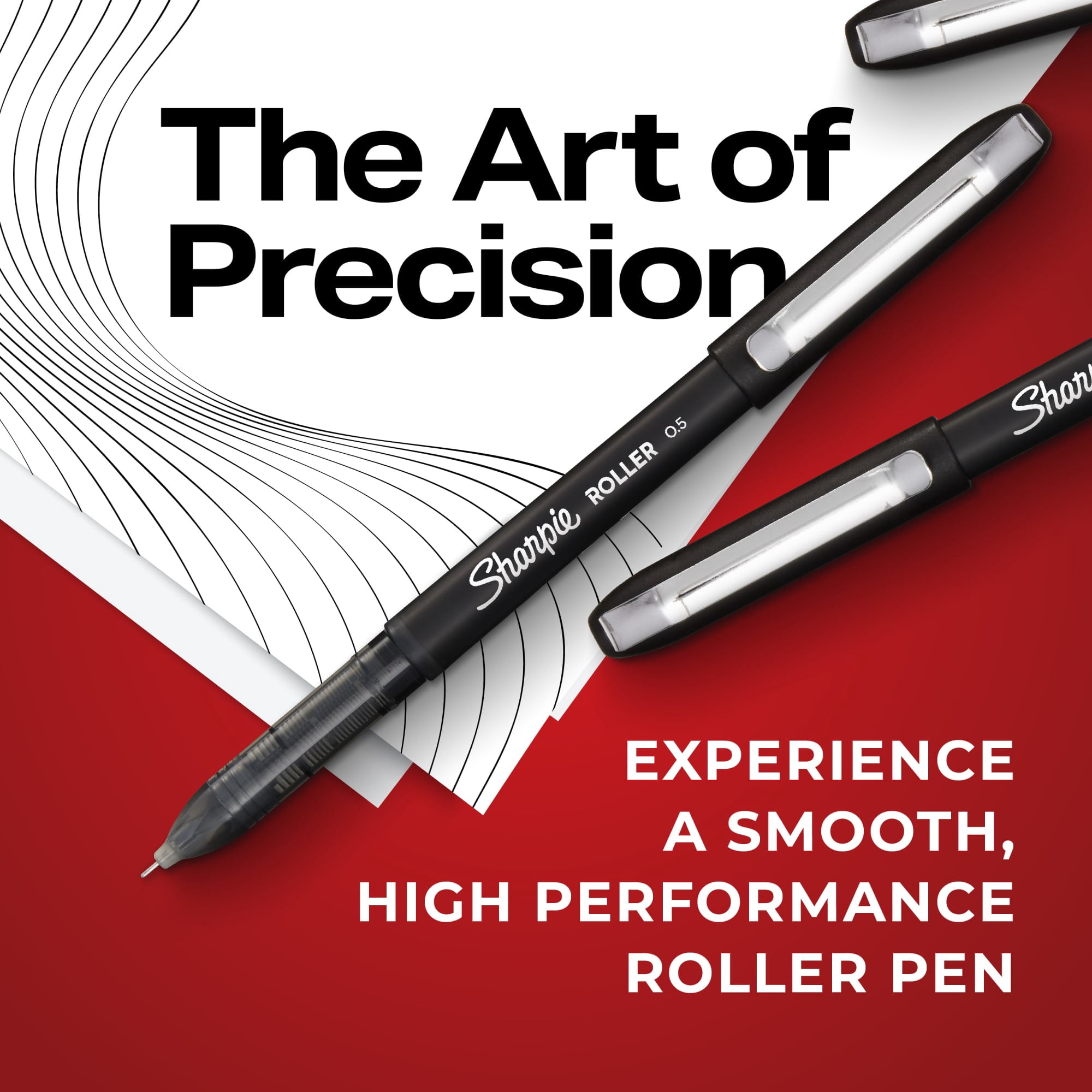 Sharpie Rollerball Pens, Smooth Writing Ink, Professional Metal Clip (Black, 4 Pack) no70k