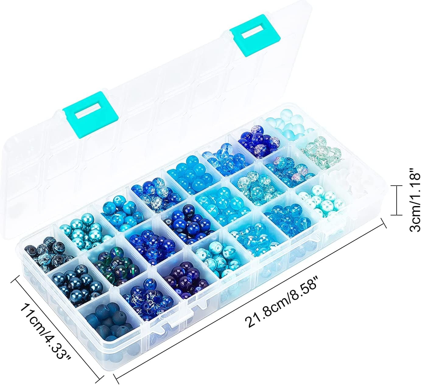 SUPERFINDINGS 720pcs Glass Beads for Jewelry Making, Round Craft Loose Beads for DIY Bracelets and Necklaces (Multi-Color, 8mm) si7ye