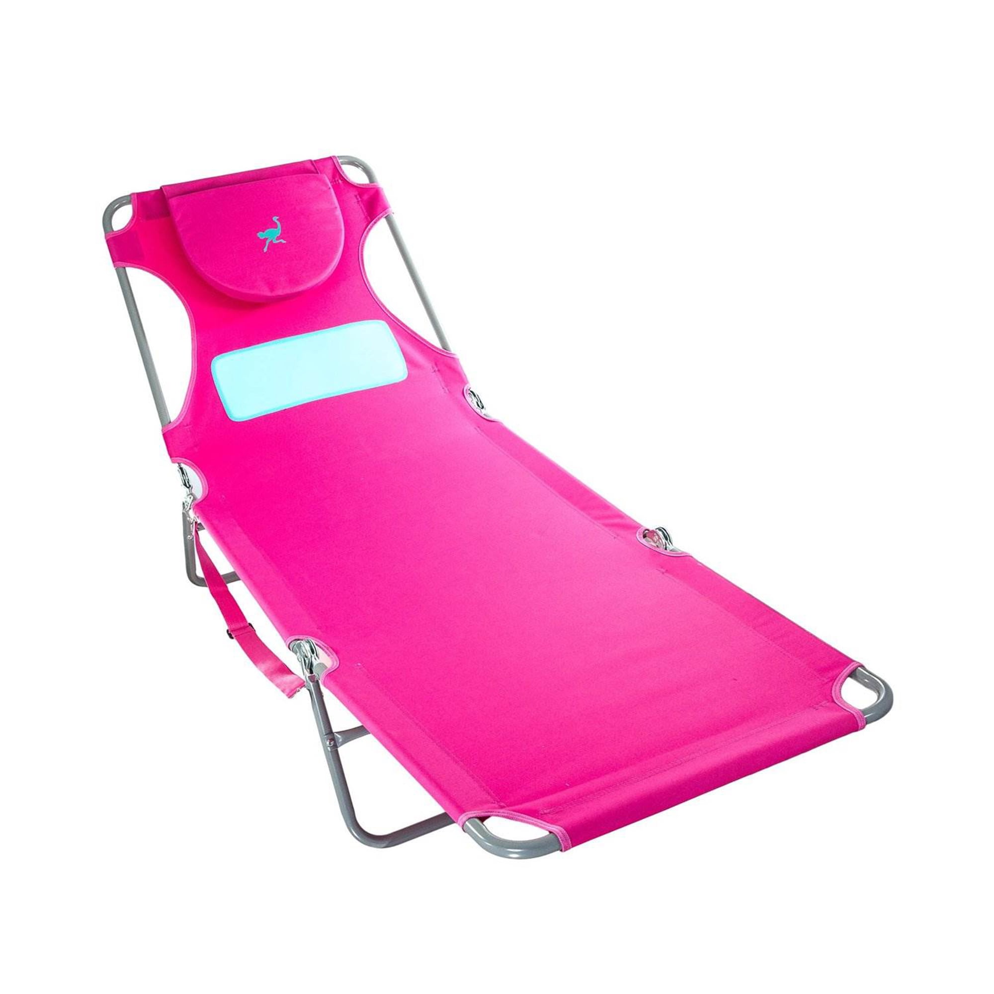 Ostrich Comfort Lounger and Chaise Sunbathing Beach Chair Set (Pink, 72 in x 24 in) u34c1