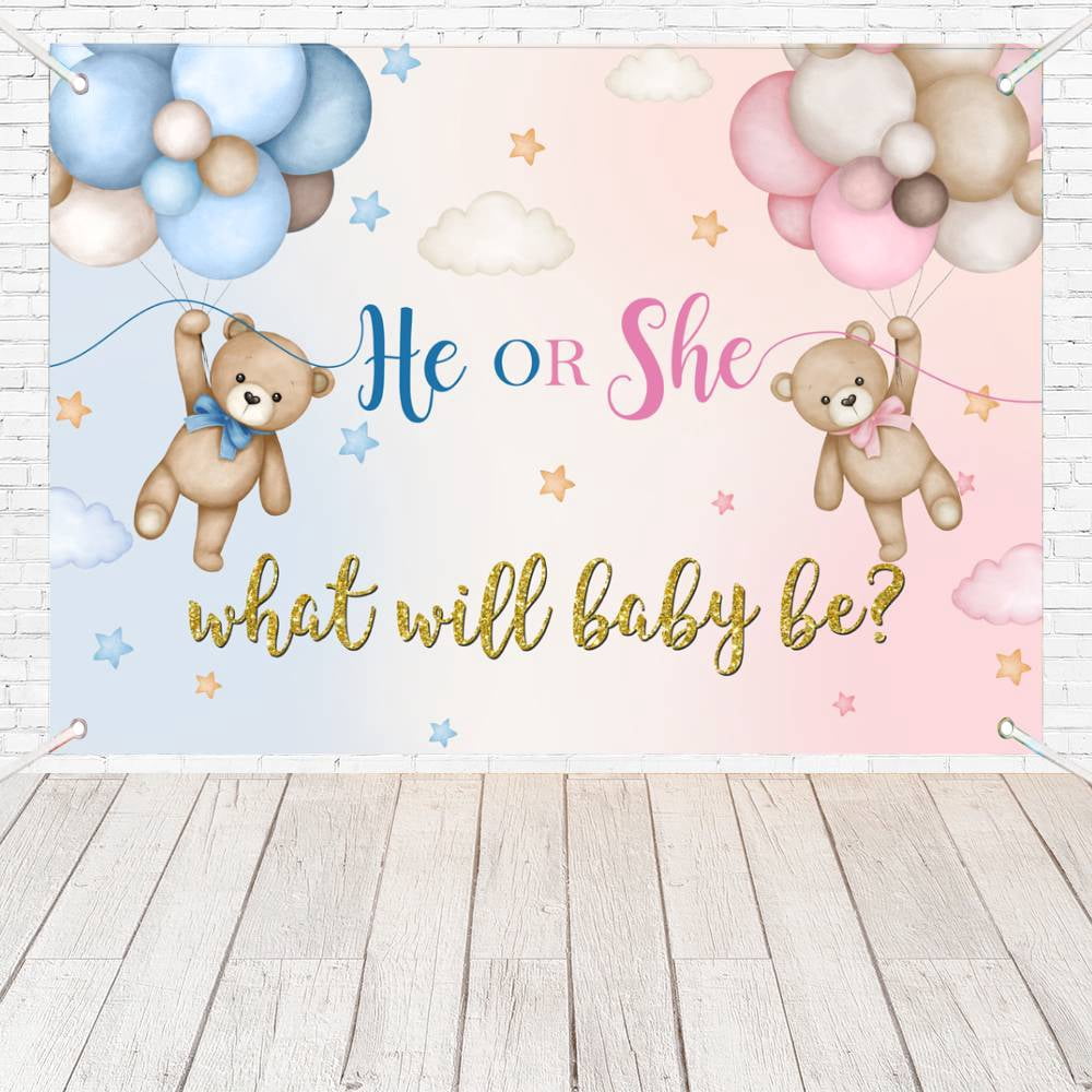 HOBANER Gender Reveal Backdrop Baby Shower Decoration (Pink and Blue, 7 ft x 5 ft) pgwcx