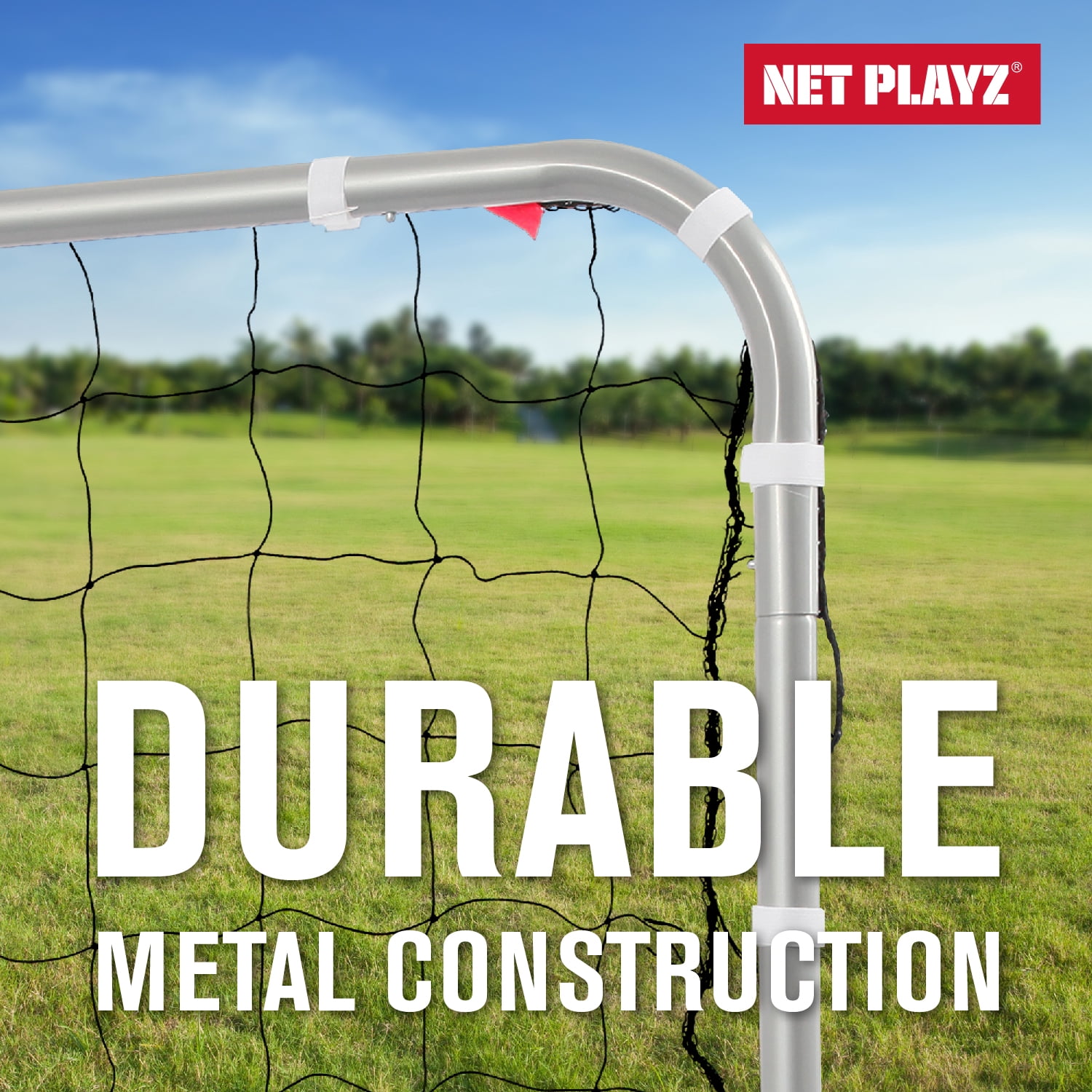 Net Playz Backyard Soccer Goal Heavy-Duty Steel Frame (Silver, 6 ft x 4 ft) yaf6a