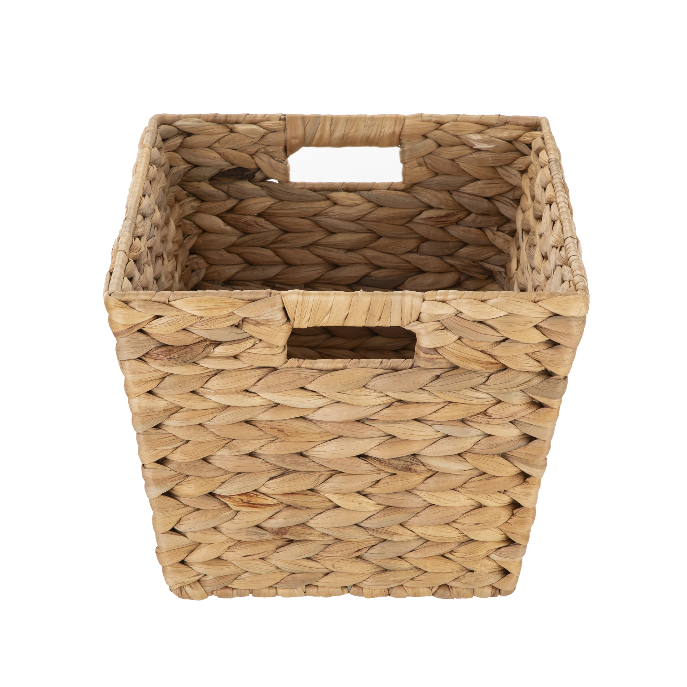Better Homes & Gardens Large Water Hyacinth Decorative Storage Basket with Handles (White, 6 Pack, 14.25 in x 11.25 in x 8.5 in) rv2cy