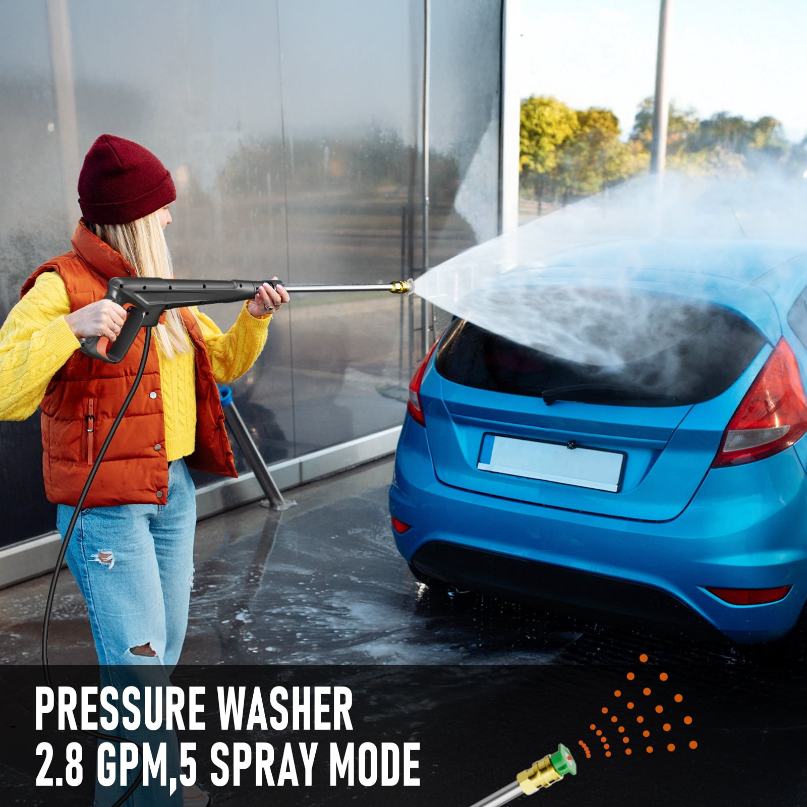 HONGDONG Electric Pressure Washer 4200 PSI 2.5 GPM Power Jet Cleaner with Foam Cannon and 25 ft Hose (4200 PSI, 25 ft) 1htqg