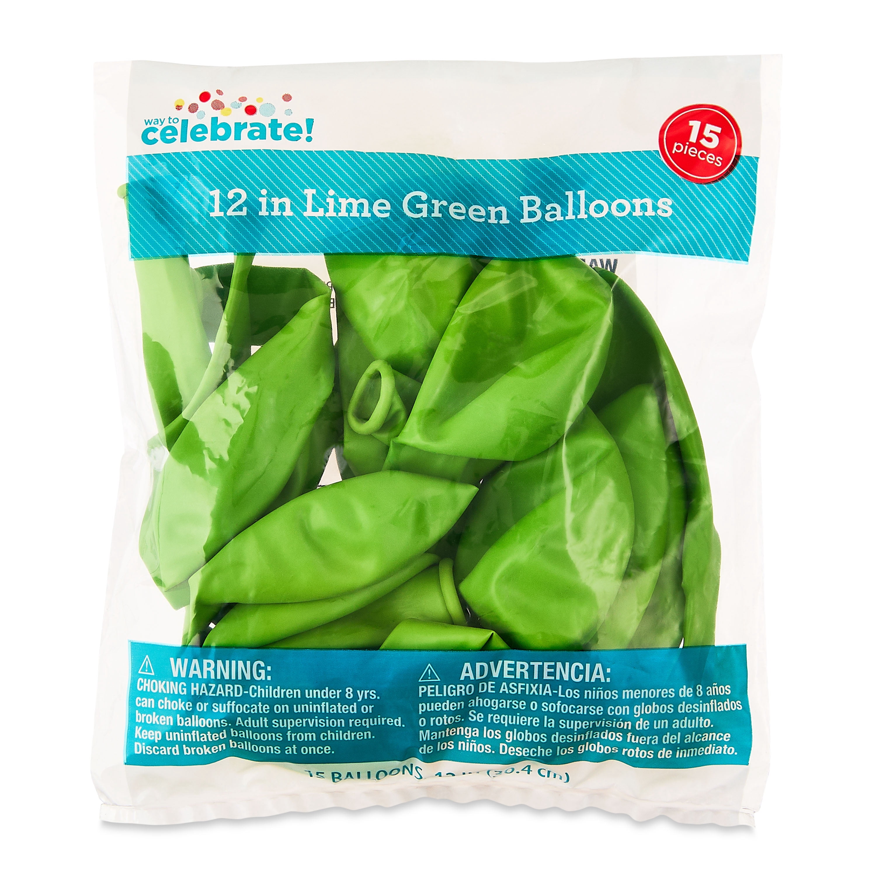Way To Celebrate Lime Green Latex Balloons, Party Decoration Supplies (Lime Green, 15 Pieces, 12 in) bsihr