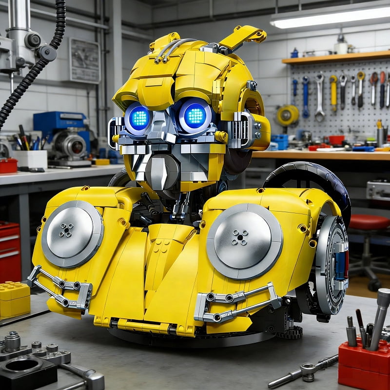 chanbrick Mech Robot Building Set, Steel Bumblebee Bust Model, Creative Construction Toy for Adults (1272 Pcs) hm10d