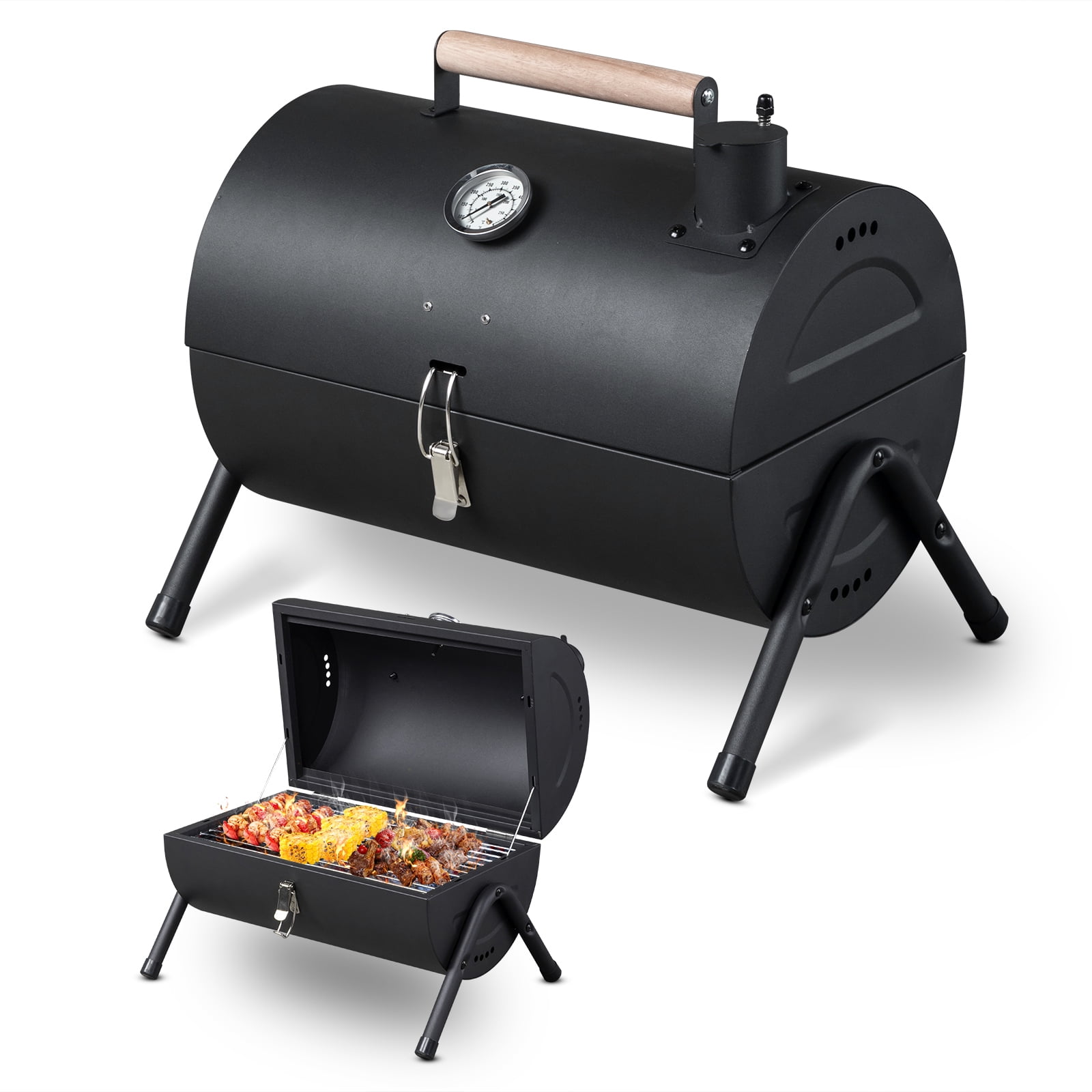 Zimtown Portable Charcoal BBQ Grill for Outdoor Camping (Black, 13.5 in x 8.5 in) 9n5bv