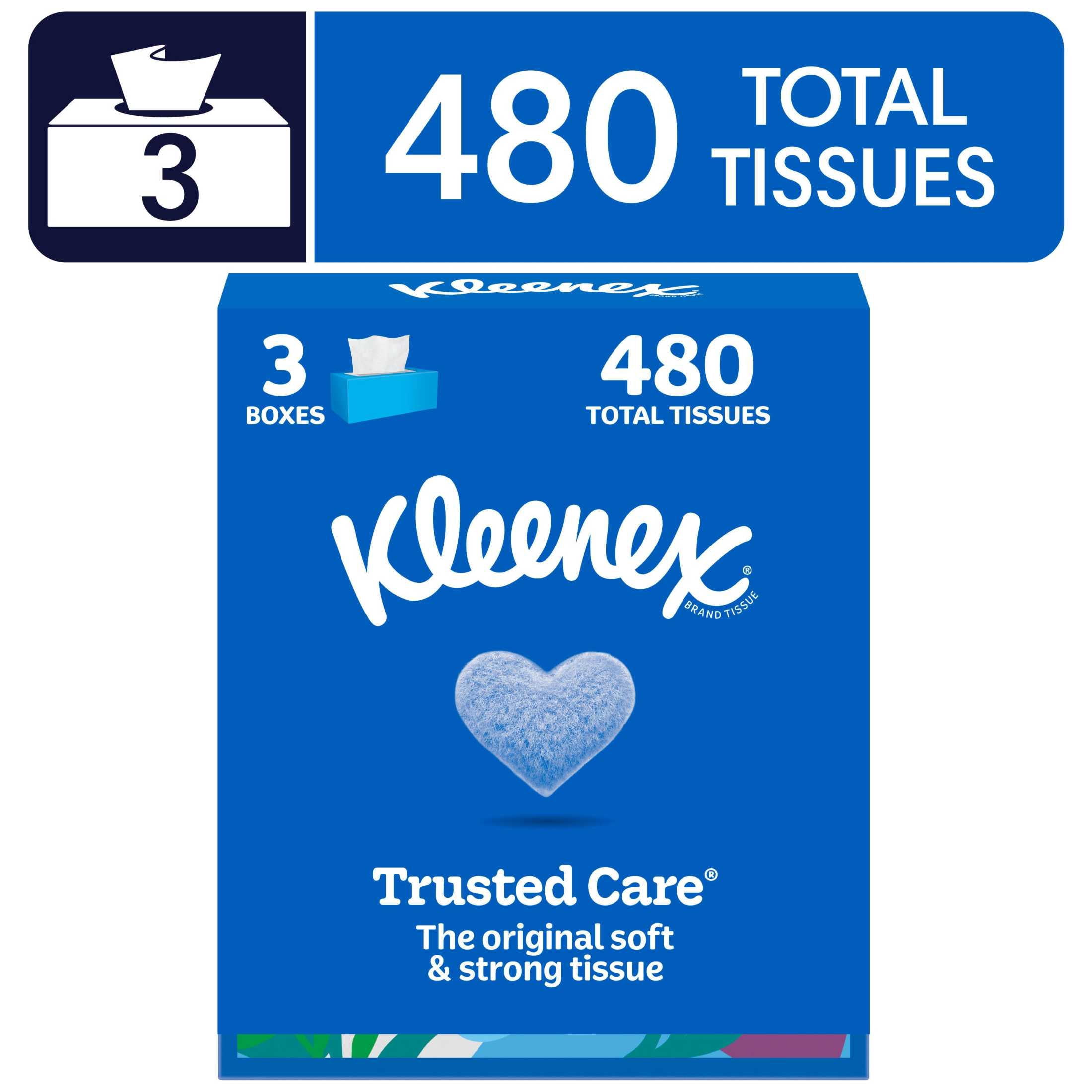 Kleenex Trusted Care 2-Ply Facial Tissues (White, 3 Pack, 480 Total Tissues) r6kpj