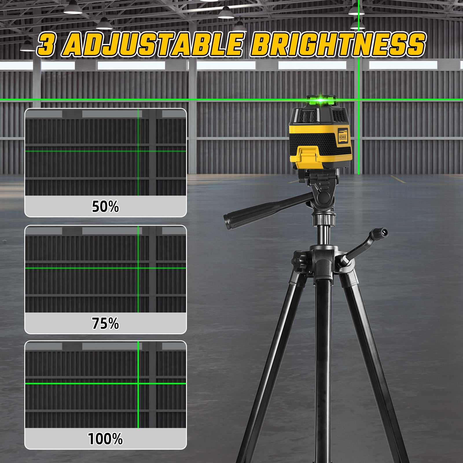 IKOVWUK 3x360° Cross Line Laser Level Kit with Remote Control and Adjustable 59.8-inch Tripod (Green, 1 Kit) il06z