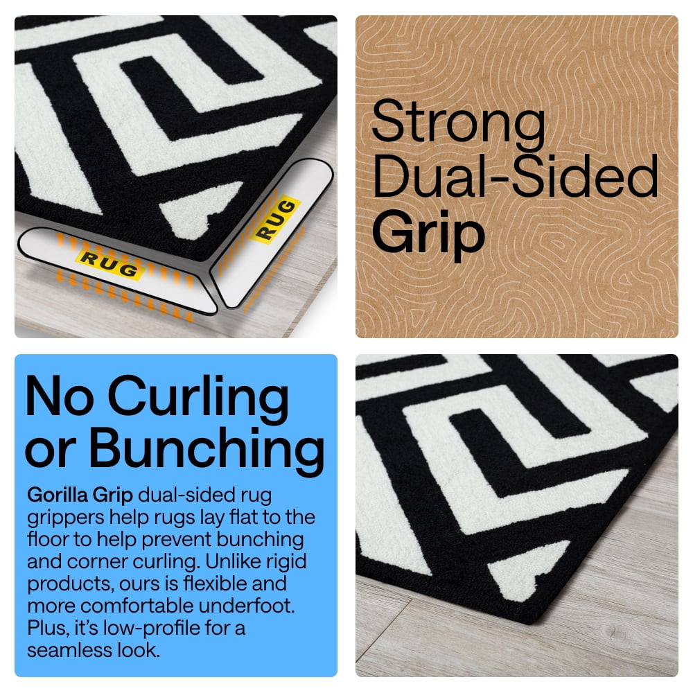 Gorilla Grip Rug Gripper Pads for Hardwood Floors, Non-Slip Adhesive Carpet Anchors (8 in x 6.5 in, 8 Pack) at1xw