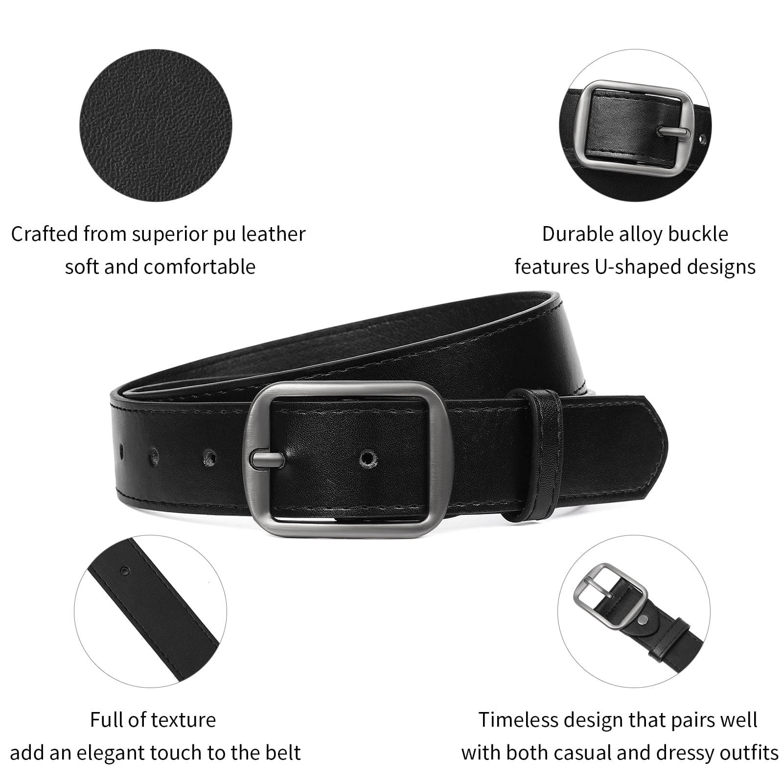 SENDEFN Women's Soft Leather Belt for Jeans and Dresses (Brown, 41.3 in) 0dkhe