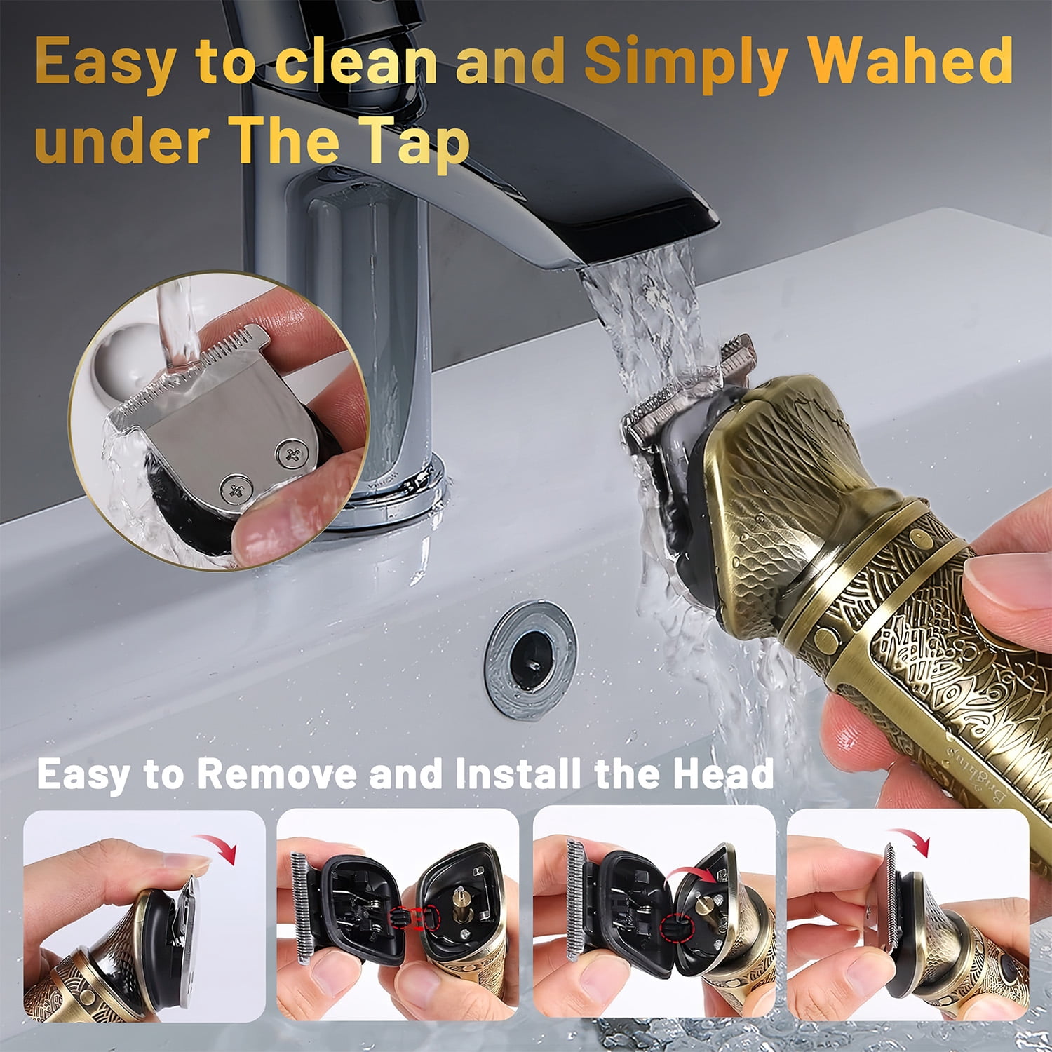Cshidworld 6-in-1 Beard Trimmer and Hair Clipper Grooming Kit (Gold, 1 Kit) vr0km