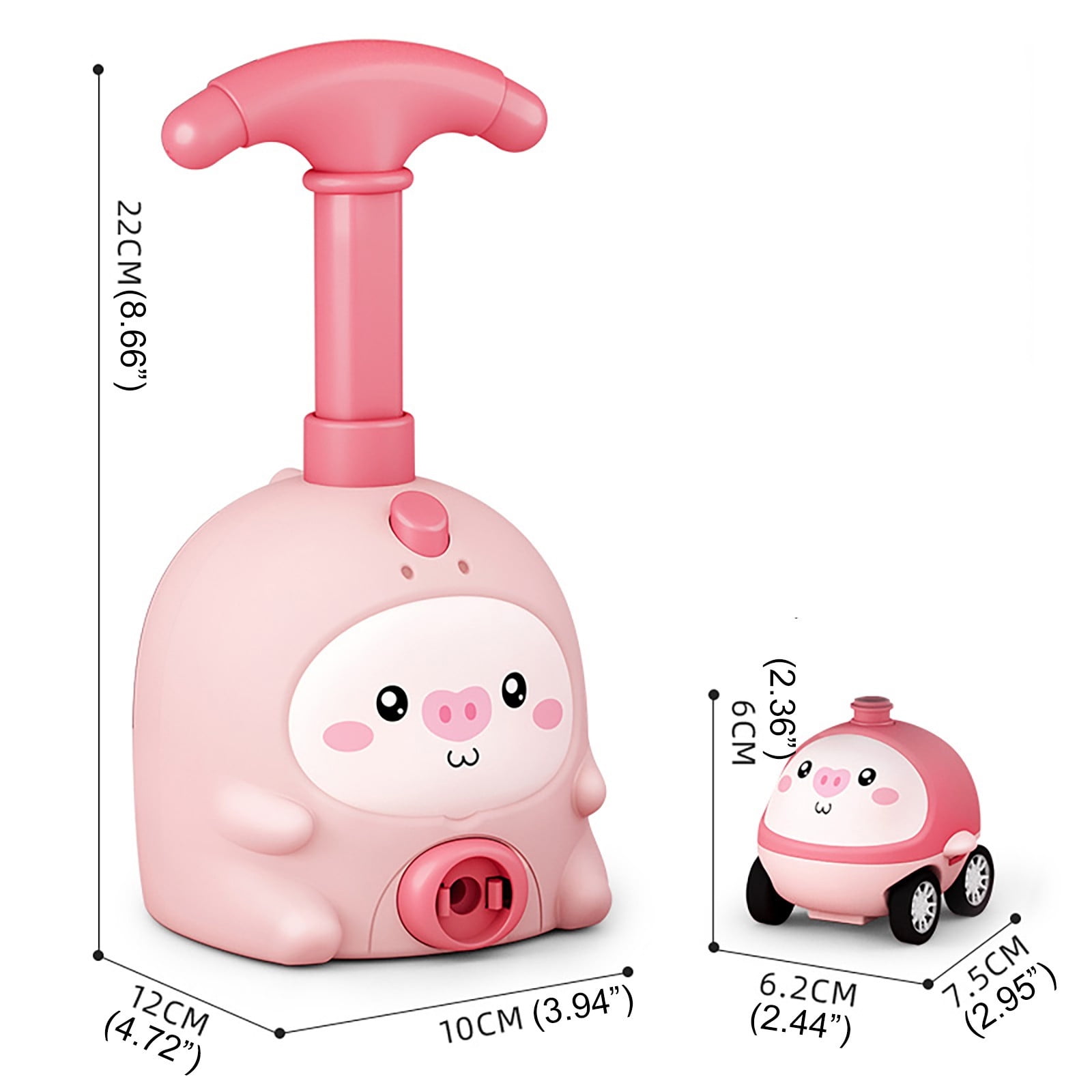 BZPIZ Balloon Launcher Toy Set, Air Powered Car Kit with Manual Pump and Animal Vehicles (Pink, 1 Set) j119m