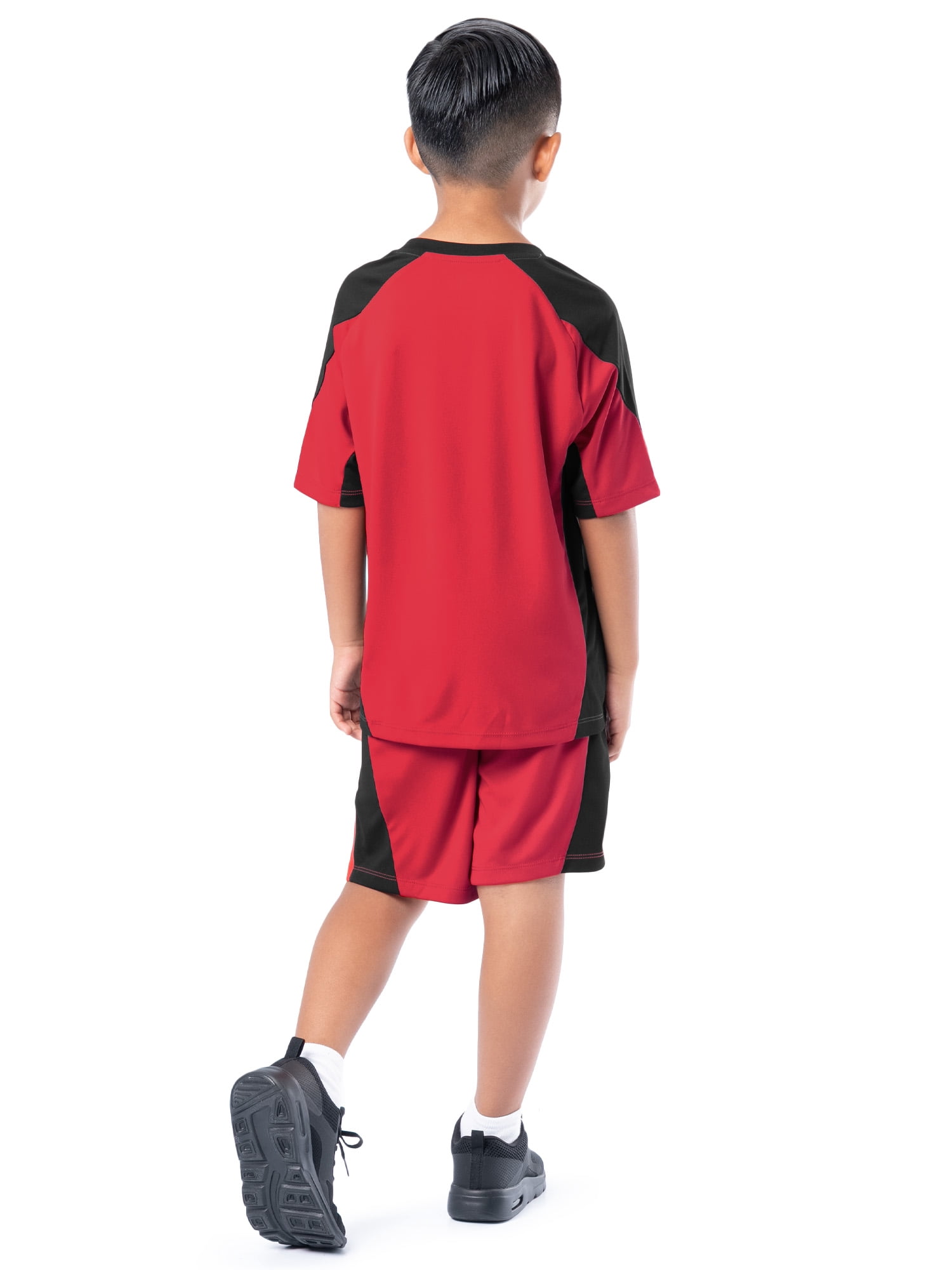 Athletic Works Boy's Active Sport Short Sleeve T-Shirt and Shorts Set (Red, Size 4-18) 576c4