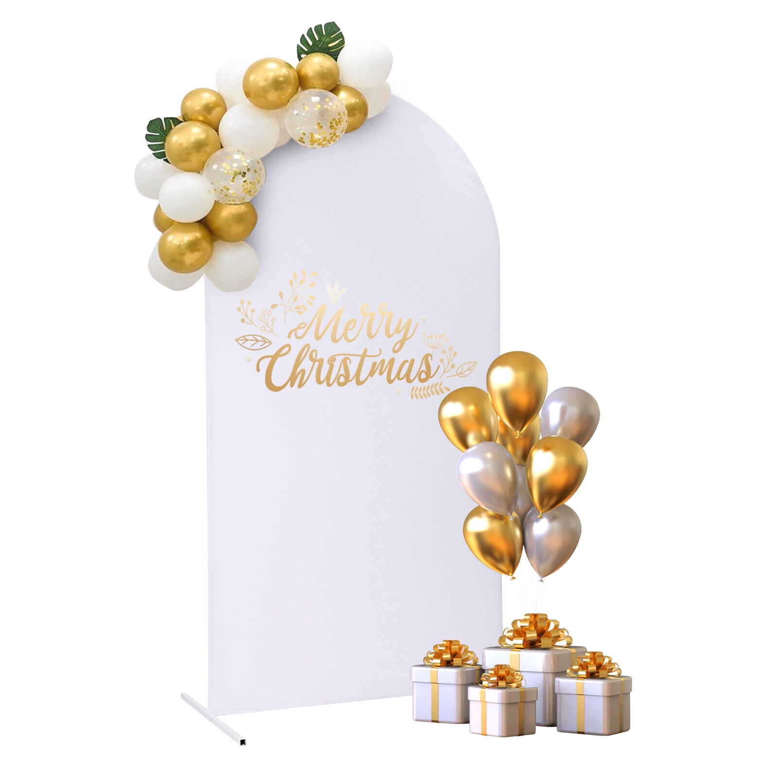Generic Balloon Arch Frame Kit Wedding Backdrop Stand with Cloth Cover (White, 47.28 in x 19.68 in x 86.64 in) t105b