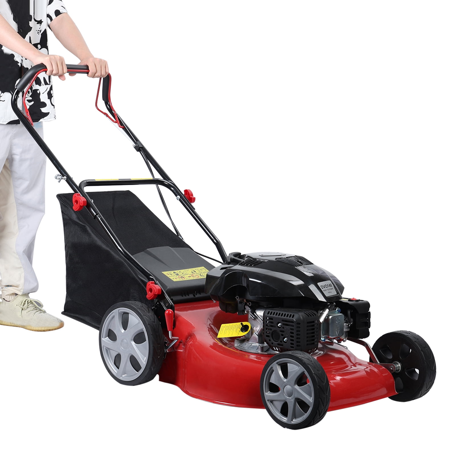Kitem Self-Propelled Gas Lawn Mower, 141cc Engine, 20 in Cutting Deck, 3-in-1 Discharge with Grass Collection (Red, 20 in) 3070u