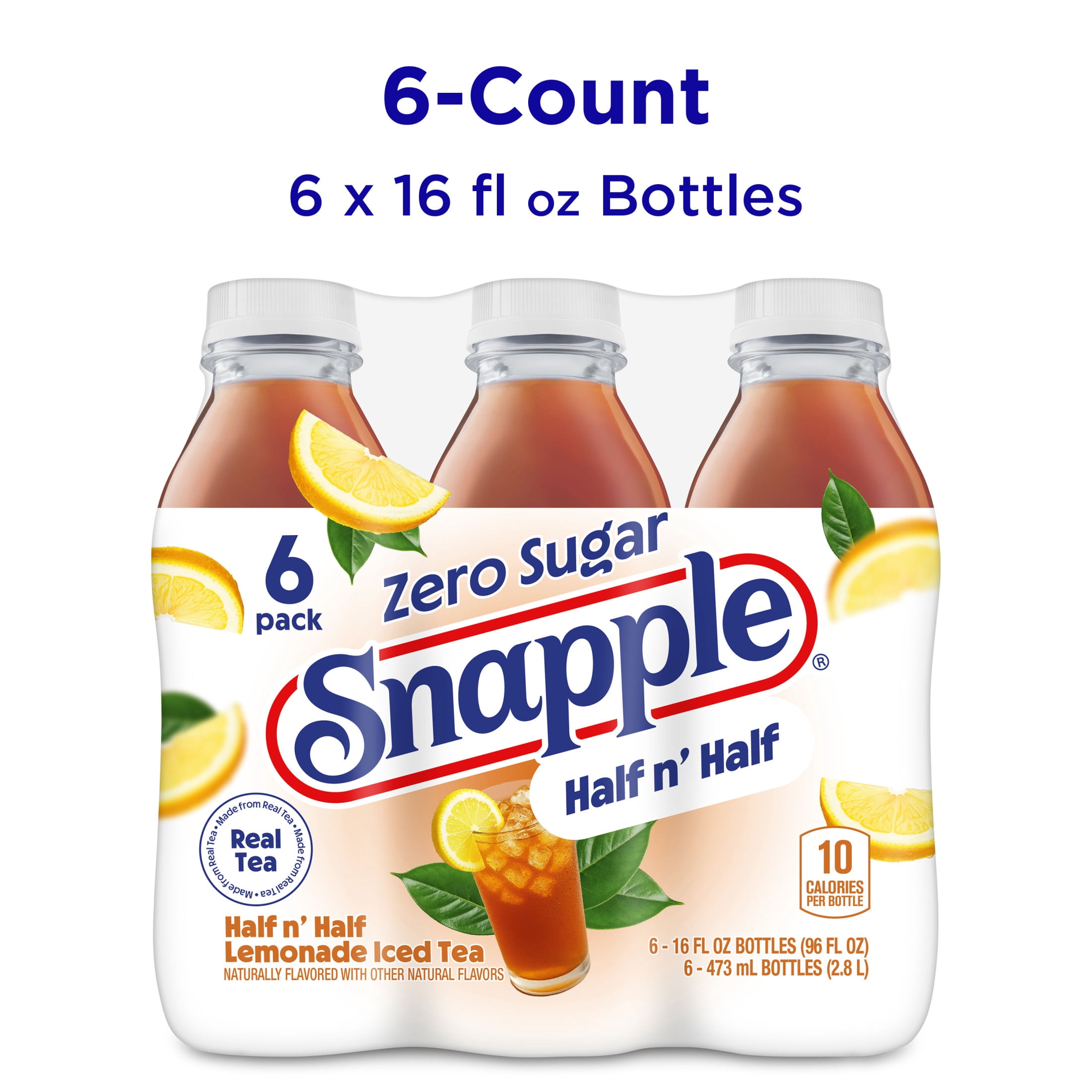 Snapple Zero Sugar Half 'n Half Lemonade Iced Tea (16 fl oz, 6 Pack) 4fyk2