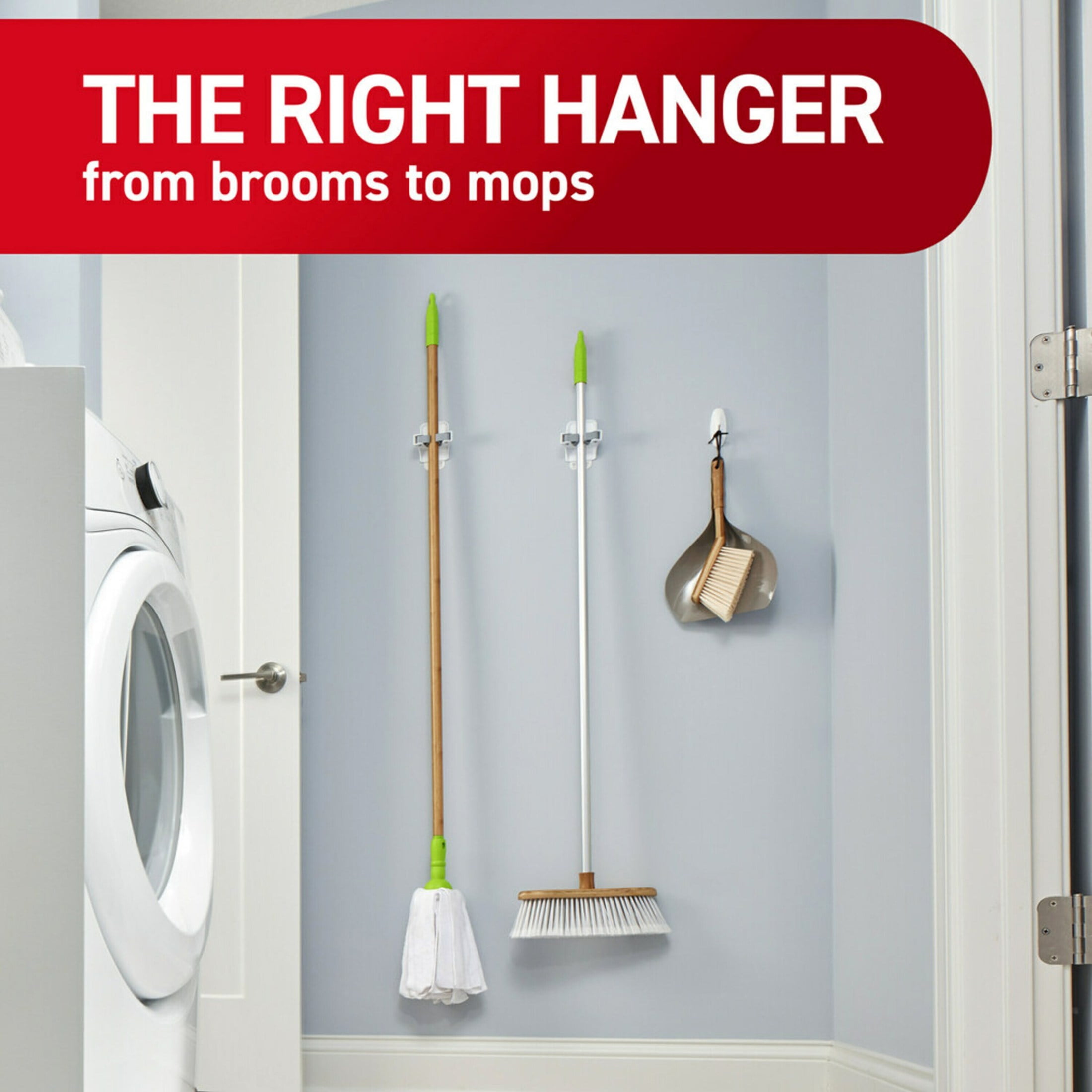 Command Broom and Mop Gripper Wall Hook (White, 3 Hangers) xlfi1