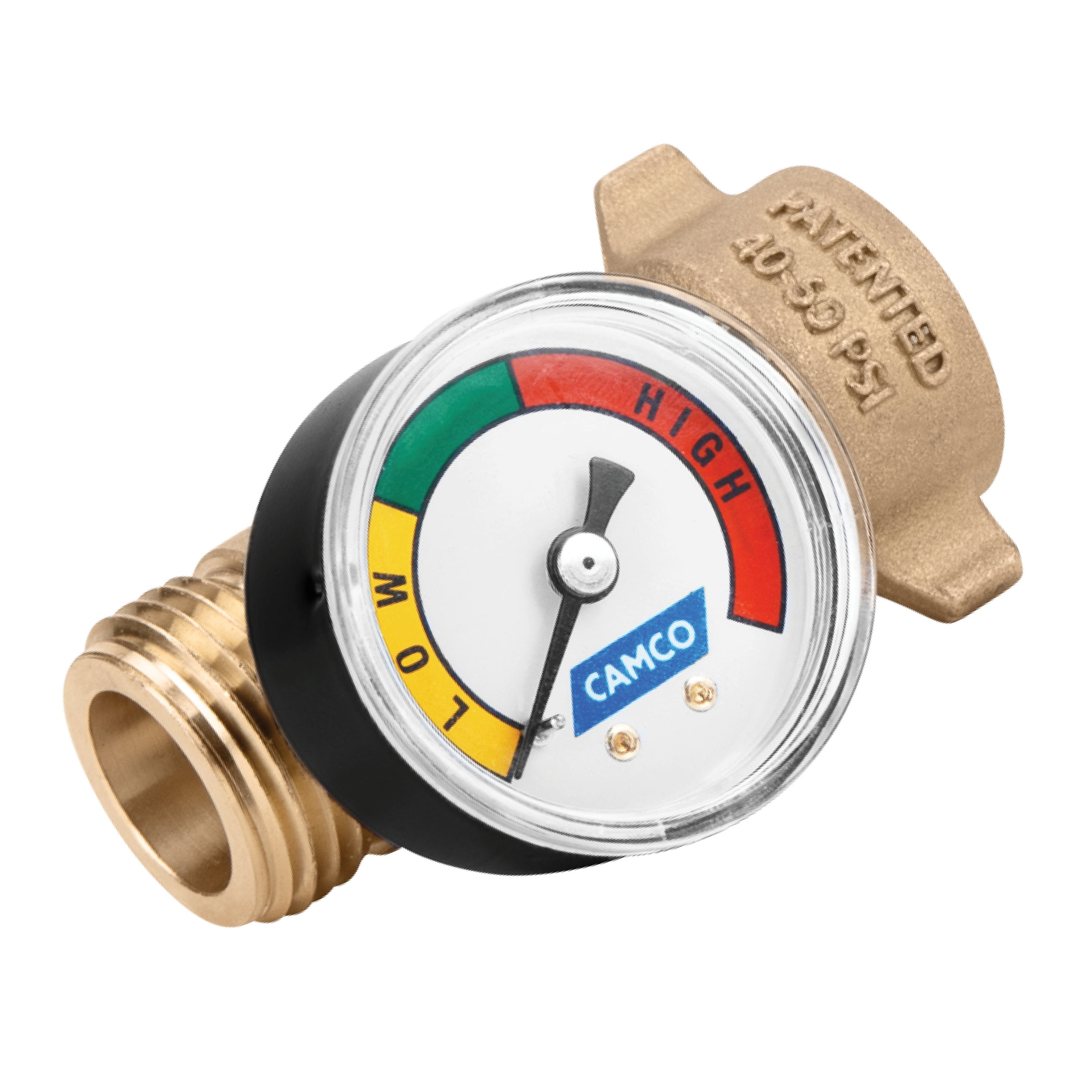 Camco RV Water Pressure Regulator with Gauge (Lead-Free Brass, 40-50 PSI, 3/4 in) knoul